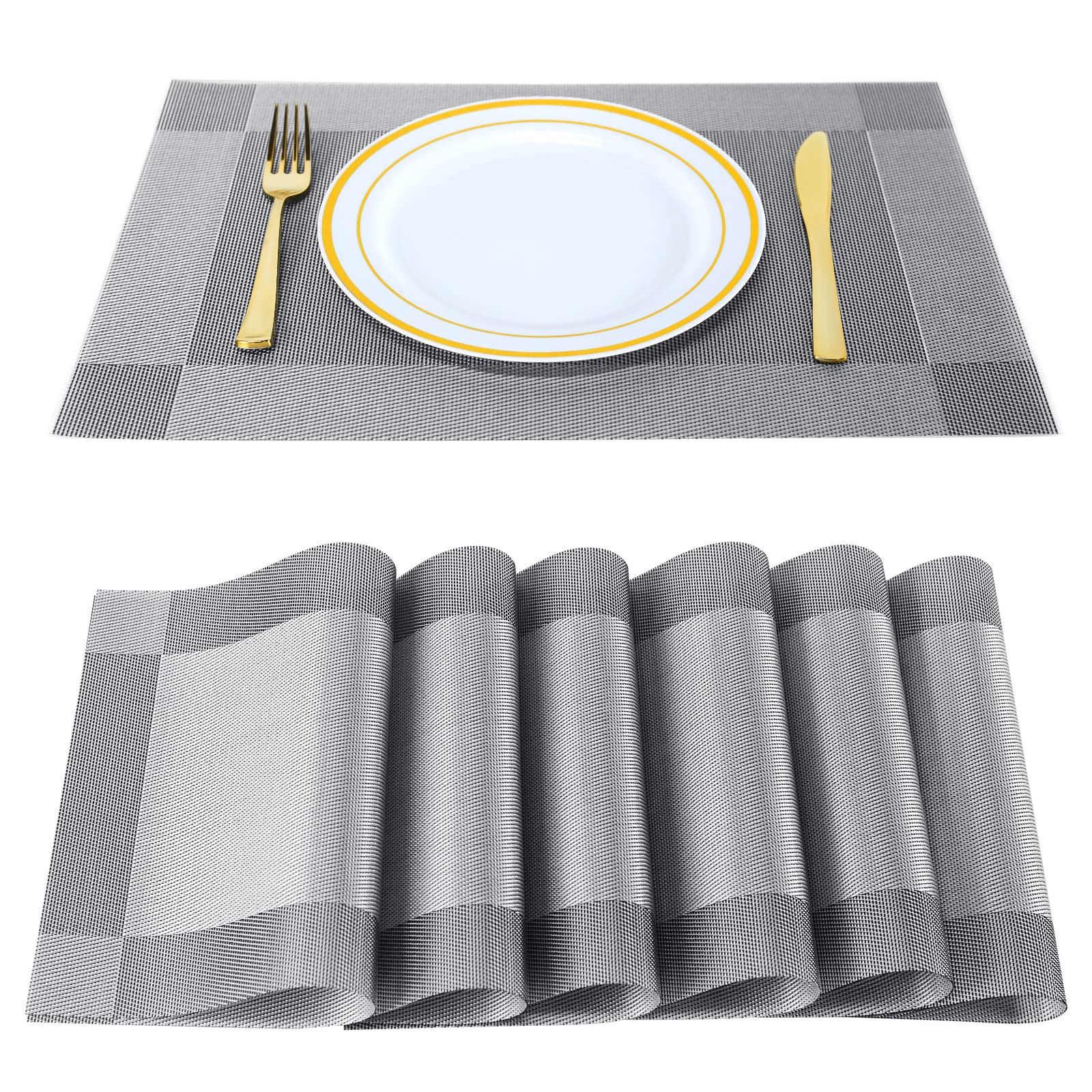 Fgsaeor Placemats,Table Place Mats For Kitchen Dining, Heat-Resistant Anti-Skid Stain Washable Pvc Table Mats, Easy To Cleaning