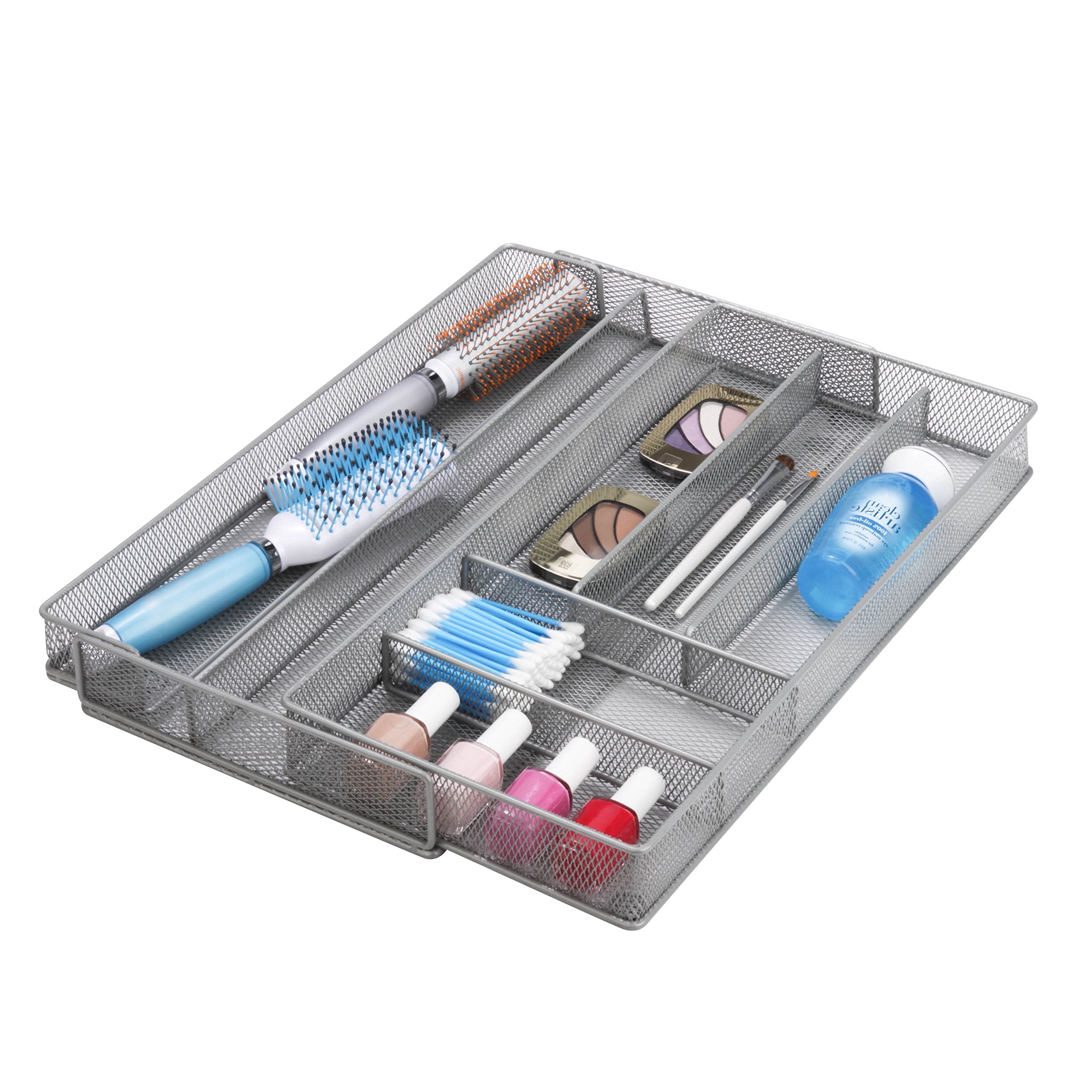 Honey-Can-Do Kch-02163 Steel Mesh 7-Compartment Expandable Utility Drawer Organizer, Silver