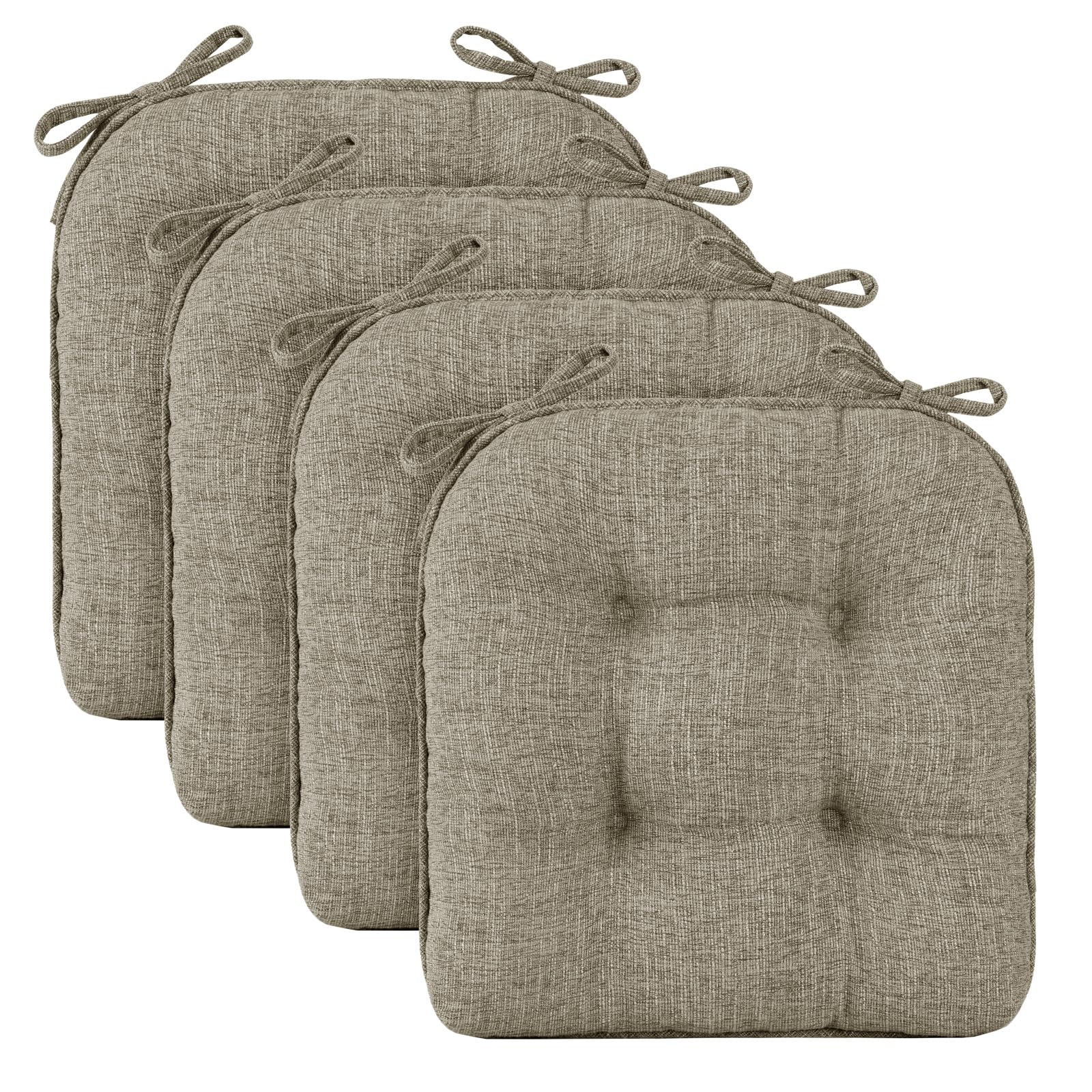 Wellsin Chair Cushions For Dining Chairs, Non-Slip Kitchen Chair Pads With Ties, Tufted Shredded Memory Foam Kitchen Chair Cushi
