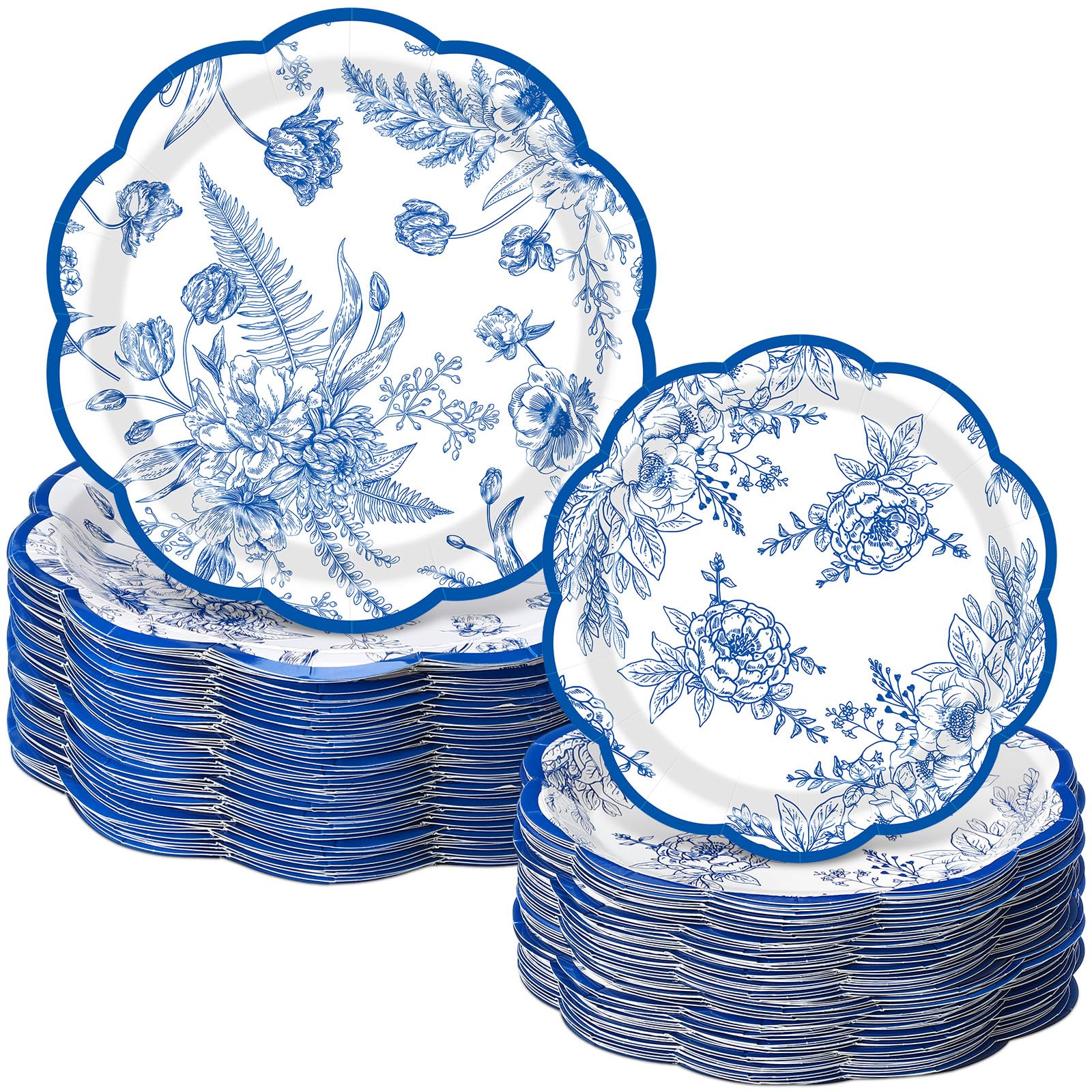 Mumufy 100 Pack Fall Floral Paper Plates 9 & 7 Disposable Autumn Orange Wildflower Cake Dessert Plates Watercolor for Dinner Har