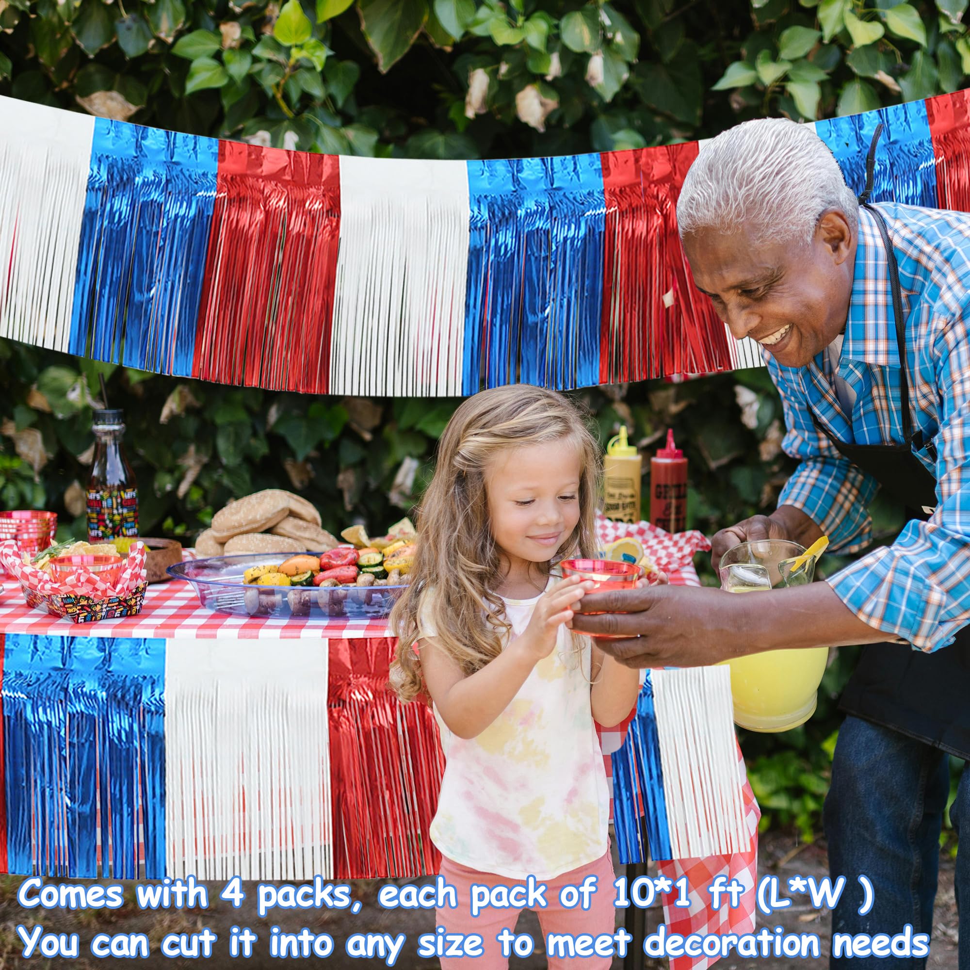 4 Pack 10 Feet Foil Fringe Garland Metallic Tinsel Streamers Banner Wall Hanging Fringe Backdrop Banner For Parade Floats Weddin