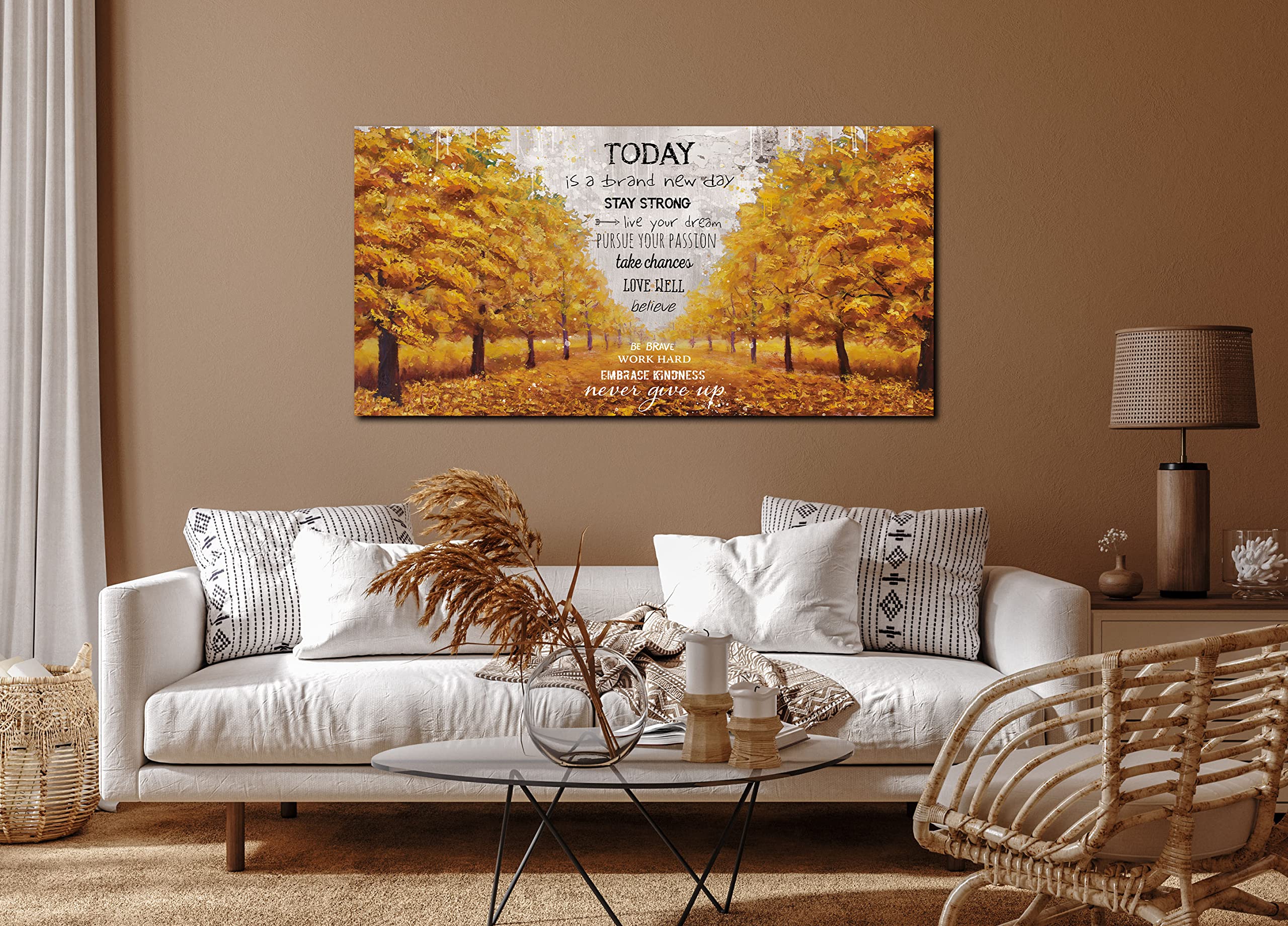 Inspirational Quotes Wall-Art - Gold Pictures Wall Decor - Large Canvas Wall Art For Living Room Ready To Hang Size 30 '' x 60 ''
