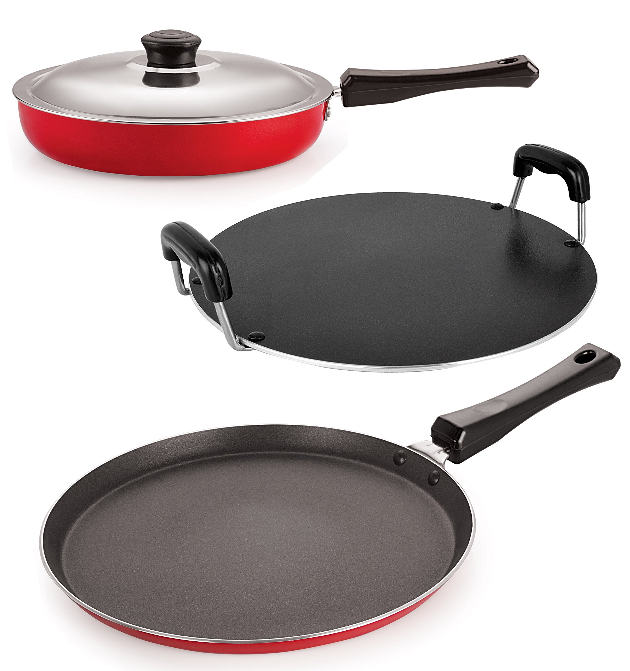 Nirlon Nonstick Aluminium Rust Free 3 Piece NonInduction Cookware Utensil