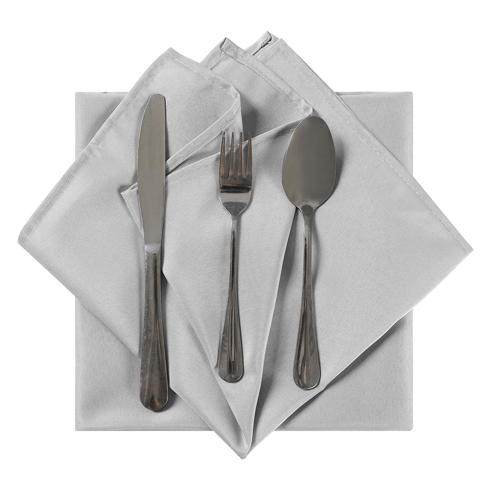 Cloth Napkins 17X17 Inch Washable Polyester Dinner Napkins Soft Table Napkins For Wedding Party Dining Banquet(Silver,100Pcs)