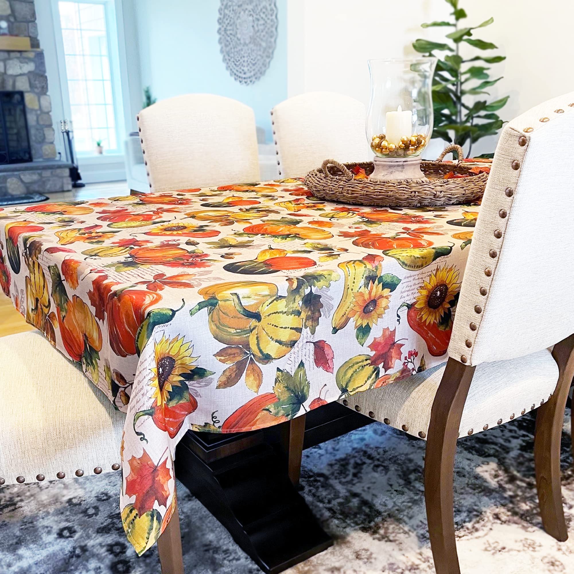Elrene Home Fashions Grateful Season Fall Harvest Tablecloth, 60 In X 120, Oblong