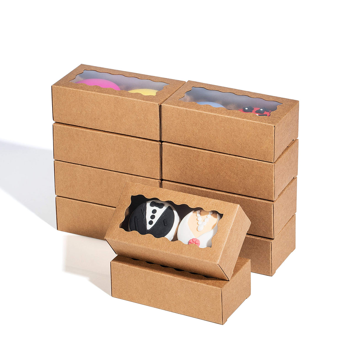 Jcxgrvc 100Pcs Professional Macaron Boxes For 2, Macaron Container, Macaron Packaging For Wedding, Party, Small Bakery Boxes For