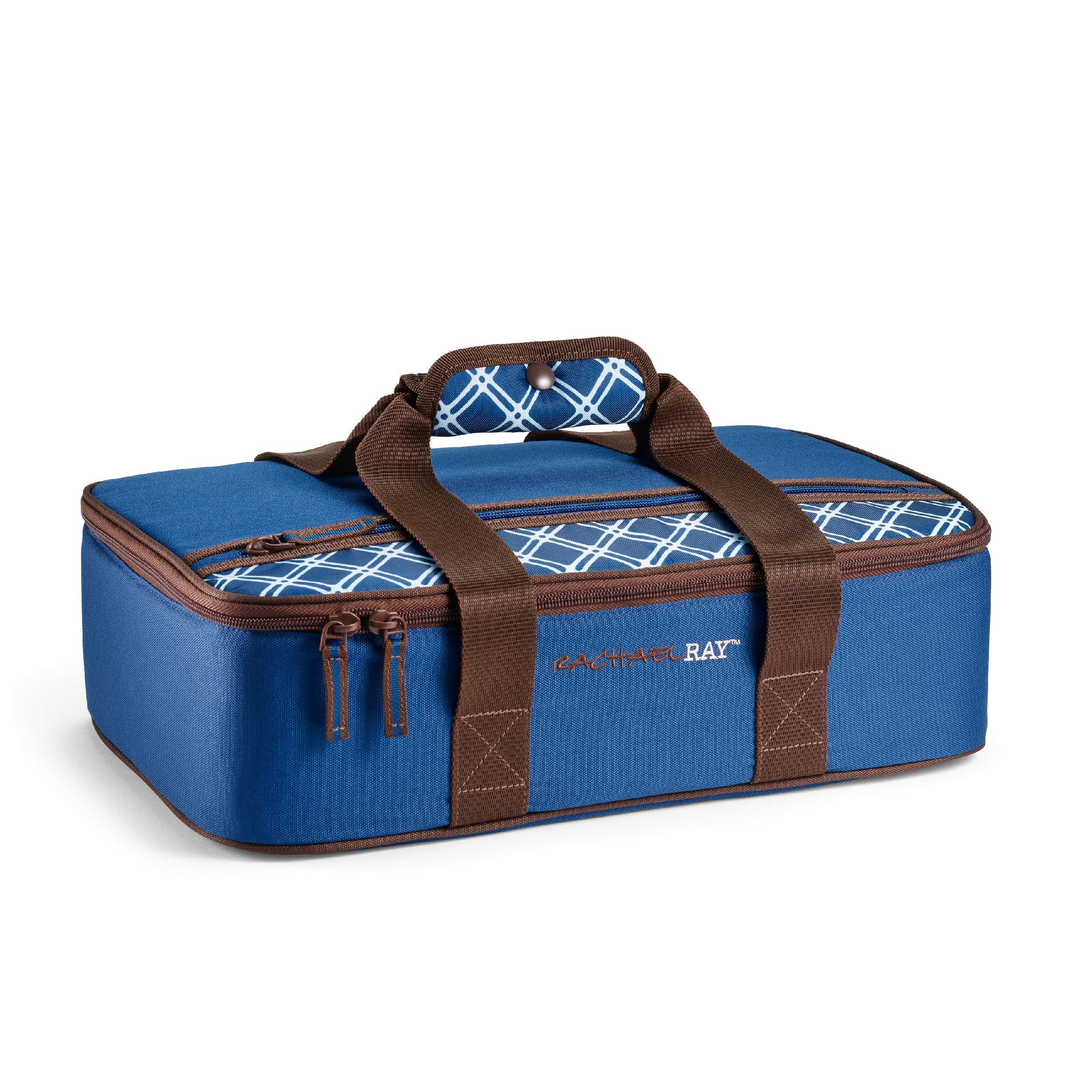 Rachael Ray Lasagna Lugger Insulated Casserole Carrier, Standard, Navy Plaid