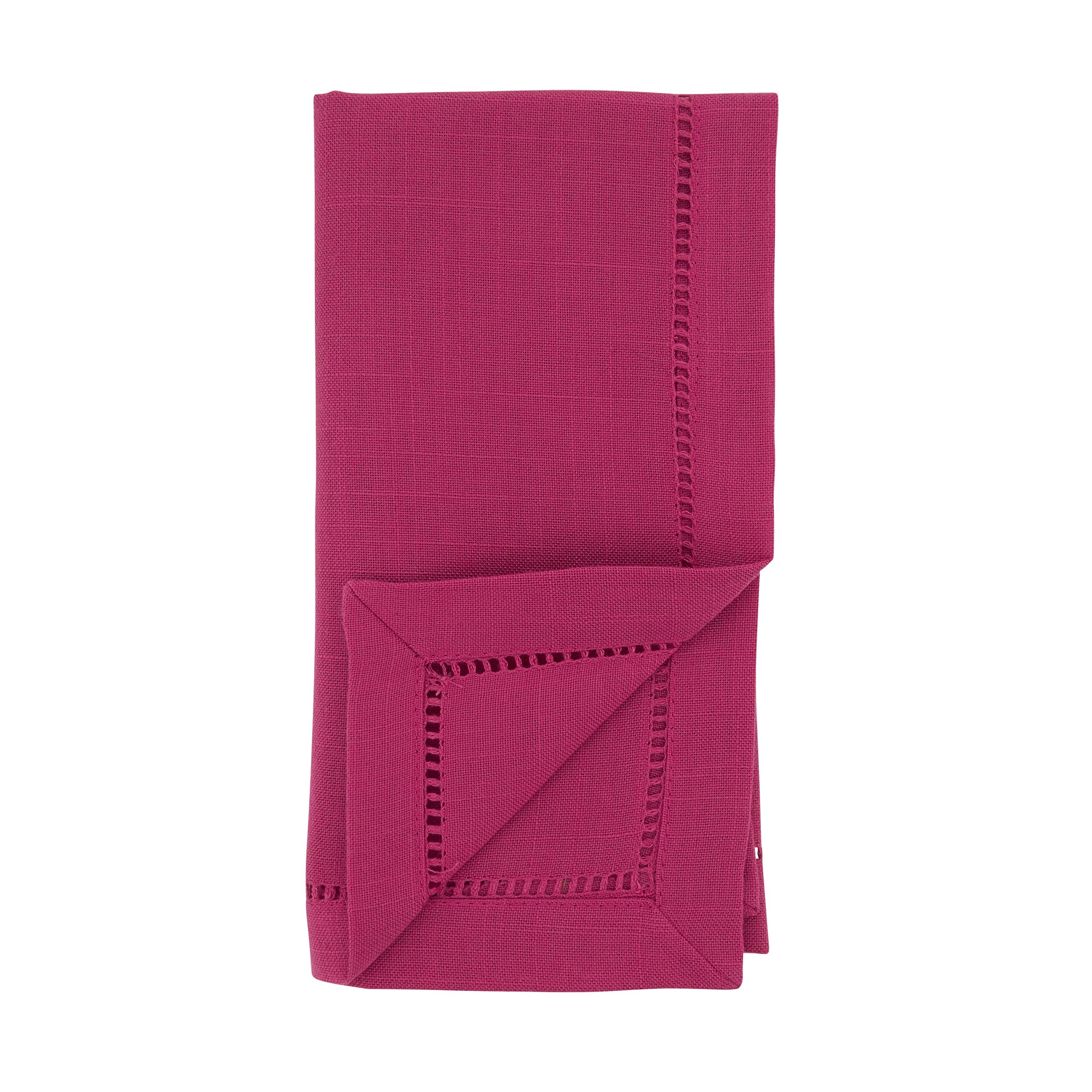 Saro Lifestyle Dinner Napkin With Hemstitched Border (Set Of 12), Fuchsia, 20''