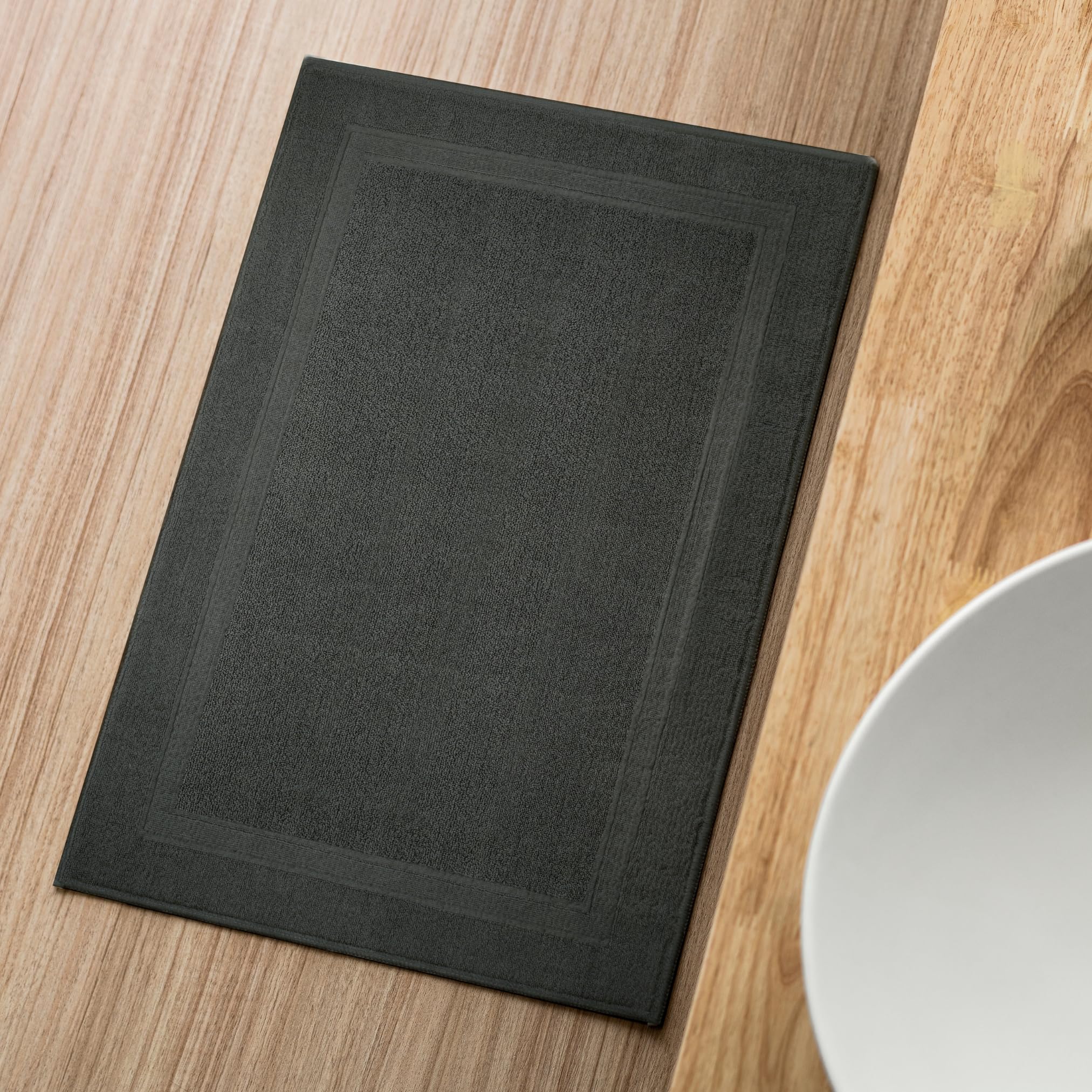 Infinitee Xclusives Premium Cotton Banded Grey Bath Mats - Pack of 2  22x34 Inches [Not a Bathroom Rug] Ultra Soft and Super Absorbent Floor Mat  Machine Washable Bath Mat for Bathroom