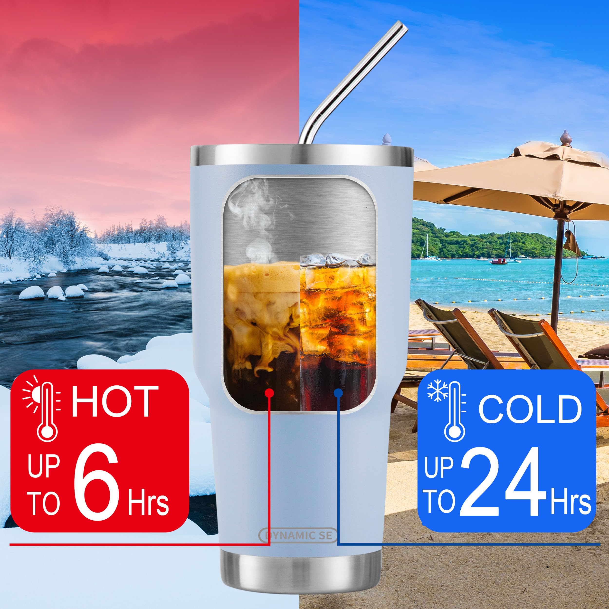 Ds 30Oz Blue Tumbler Stainless Steel Double Wall Vacuum Insulated Mug With Straw And Lid, Cleaning Brush For Cold And Hot Bevera