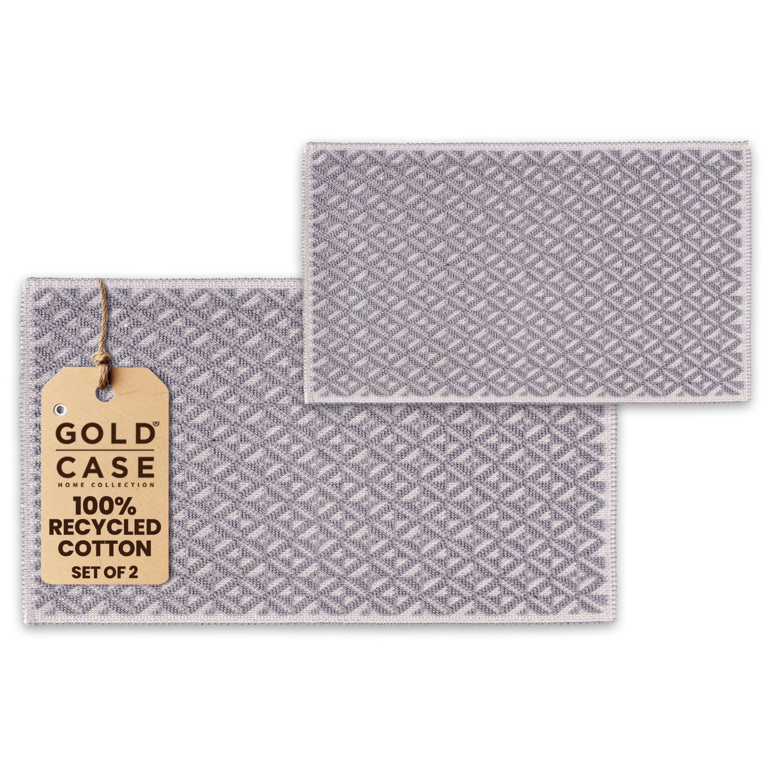 Bathroom Rugs 100% Cotton (Set Of 2) - Absorbent Turkish Bath Mat Sets - Washable Bathroom Rug For Floor & Tub - Bath Mats For S