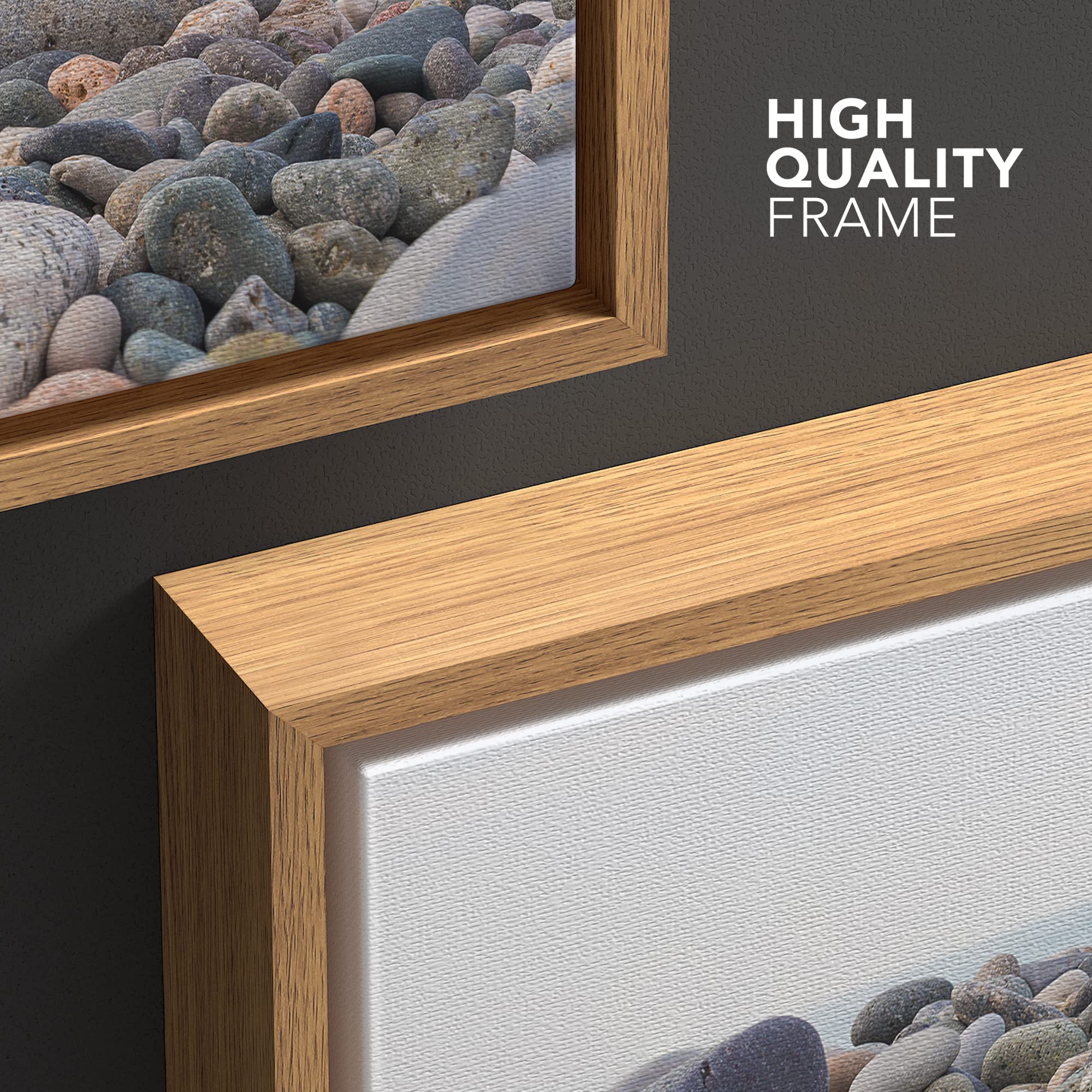 Wall26 - Framed Canvas Prints Wall Art - Zen Stones Balance, Pebbles Stack Over Blue Sea | Modern Wall Decor/Home Decoration Str