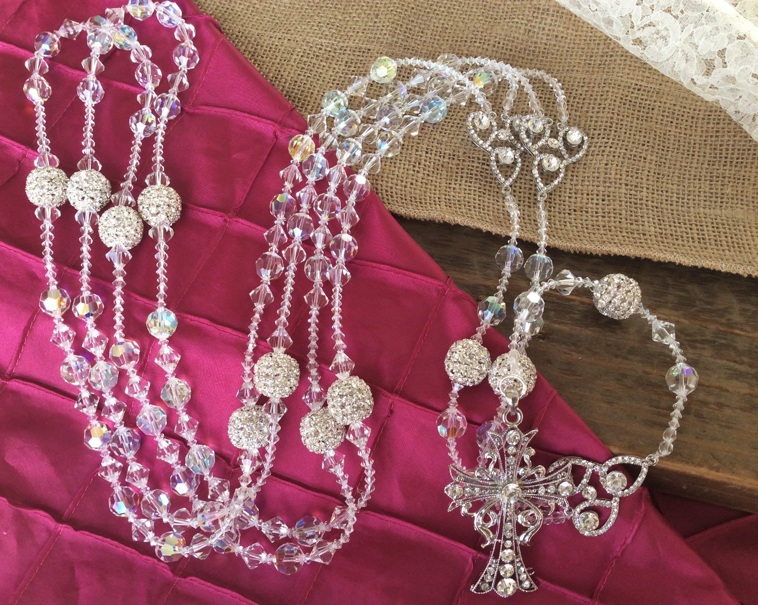 San Joaquin Creations Crystal Wedding Lasso Authentic European Crystal Ab Finsh 12 Round Cut, Lazo Para Boda, Wedding Rosary, La