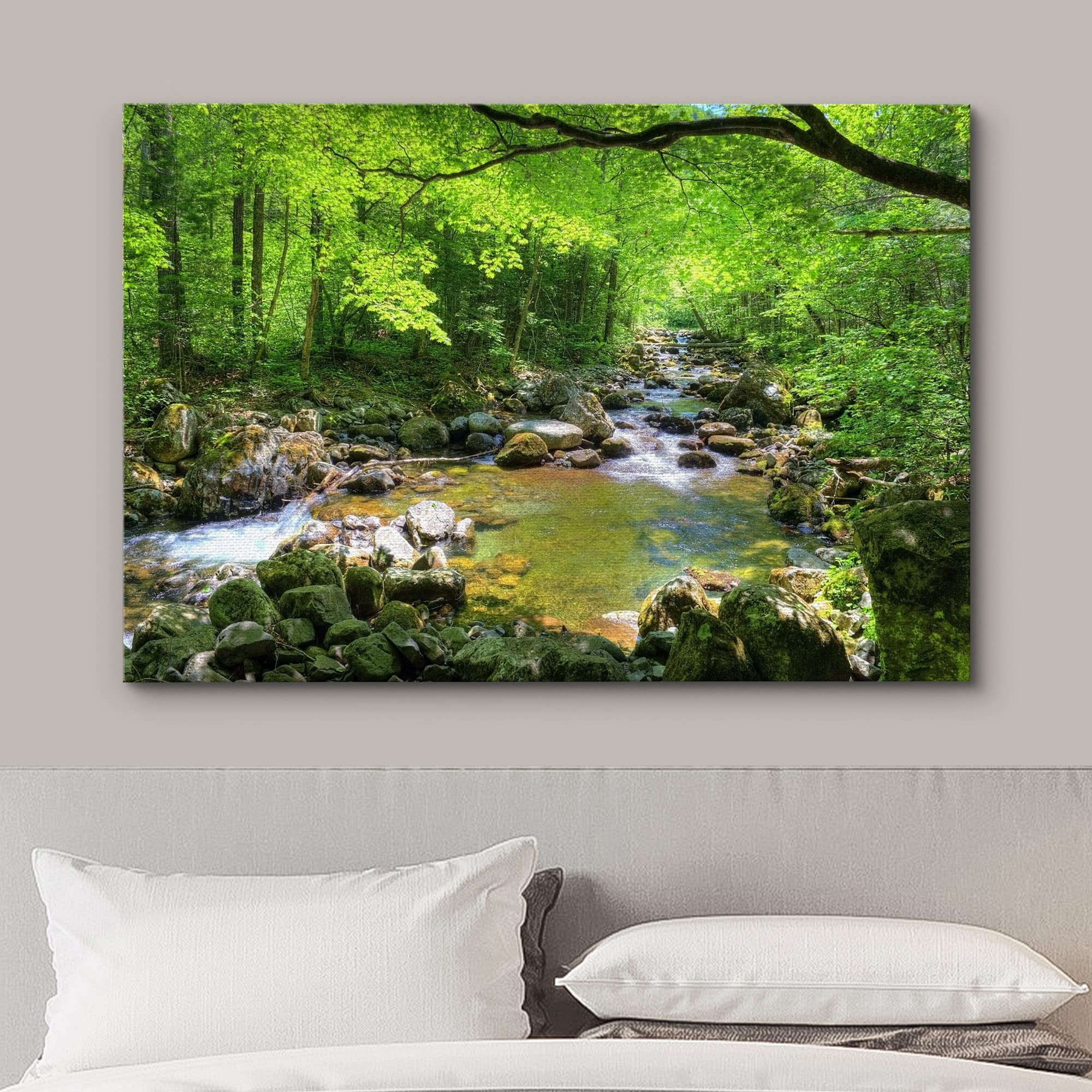 Wall26 Canvas Print Wall Art River Through The Green Forest Nature Wilderness Photography Modern Art Rustic Scenic Colorful Mult
