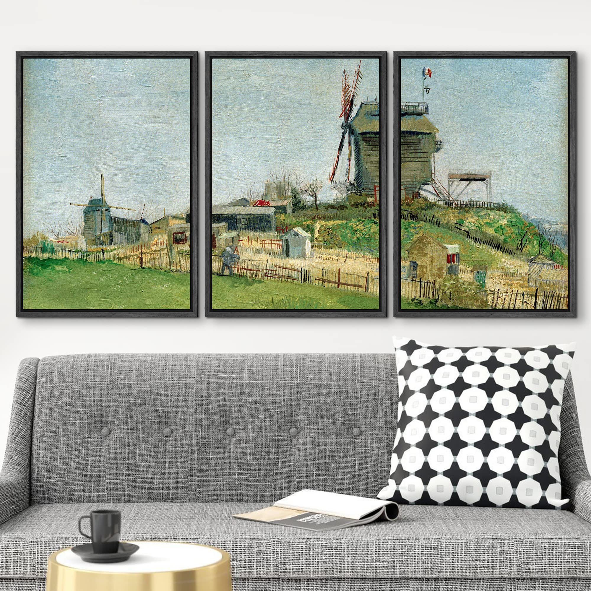Wall26 Framed Canvas Print Wall Art Set Le Moulin De La Galette Vincent Van Gogh Classical Illustrations Fine Art Decorative His