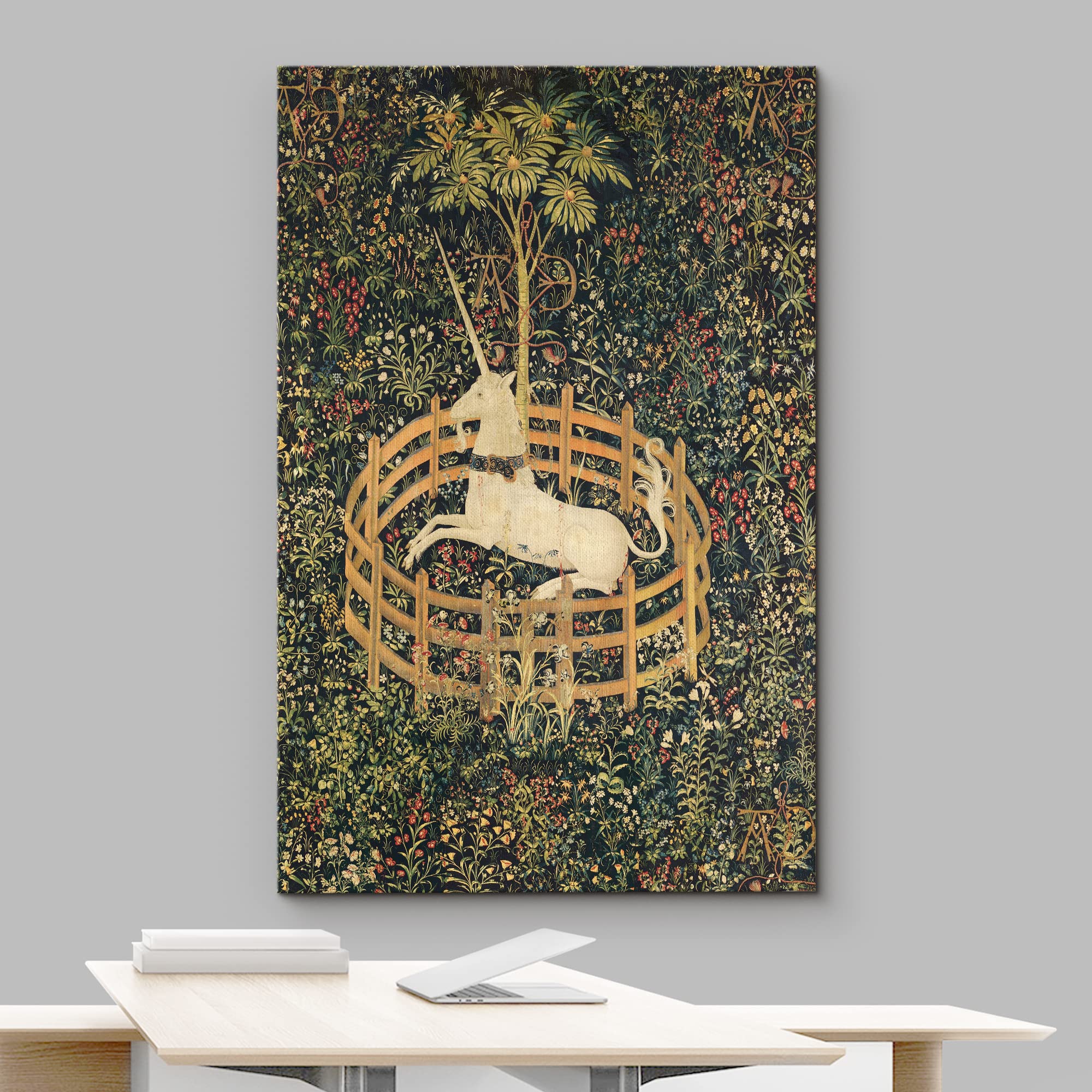 wall26 Canvas Print Wall Art The Unicorn in Captivity (Unicorn Tapestries) Fantasy & Sci-Fi Historic Illustrations Modern Art Traditional Scenic Relax/Calm for Living Room  Bedroom  Office - 16''x24''