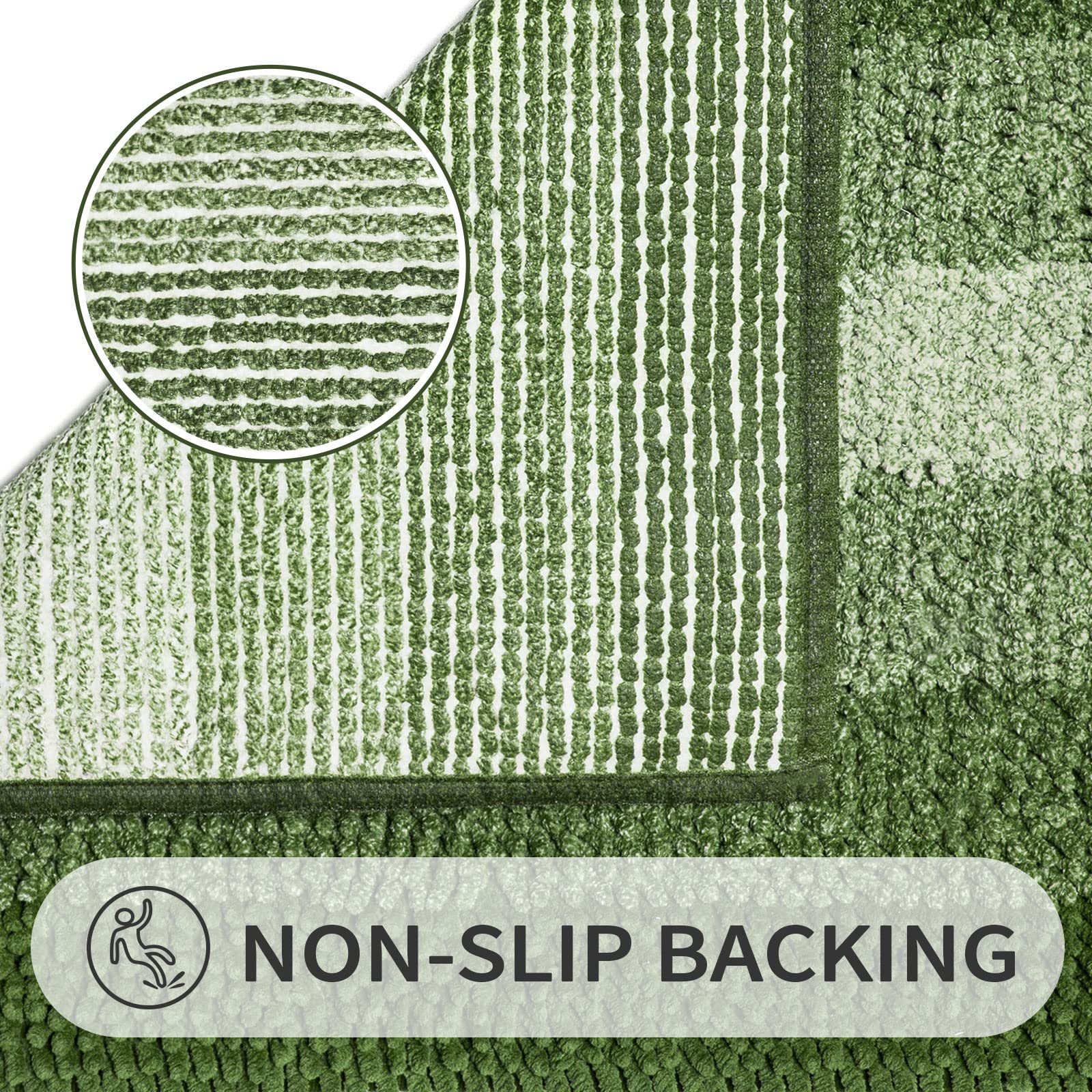 Gibelle Green Bathroom Rug Set 2 Piece, Chenille Non Slip Bath Mat Set, Absorbent Shower Rug And Bath Room Floor Mats, Quick Dry