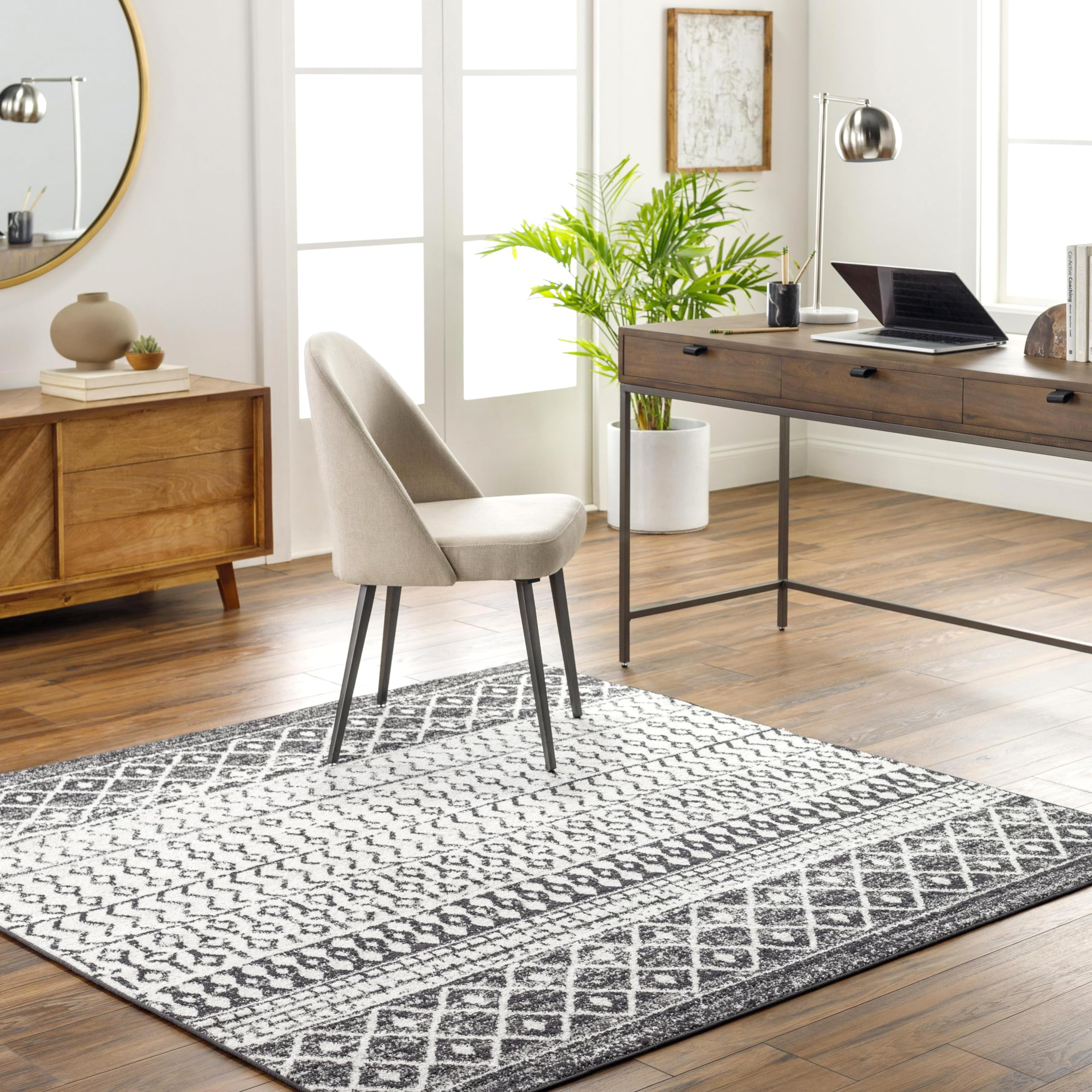 Livabliss Chester Boho Moroccan Area Rug,710 Square,Black