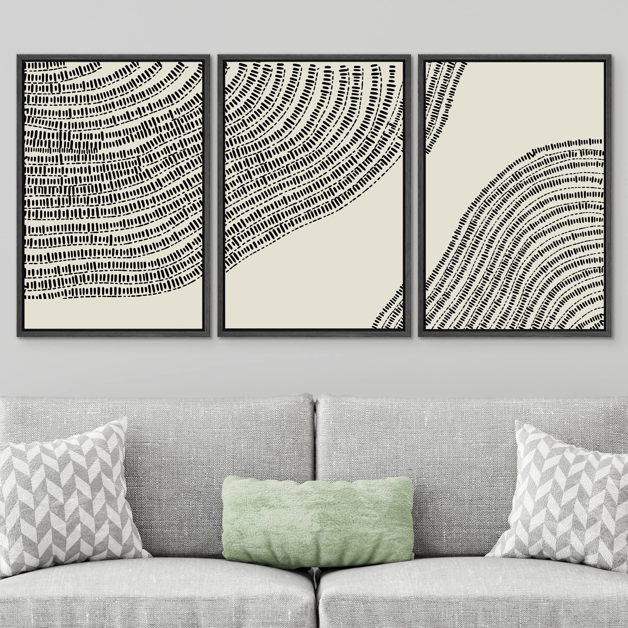 Signwin Framed Canvas Print Wall Art Set Line Art Geometric Wood Tree Ring Nature Wilderness Illustrations Modern Art Decorative