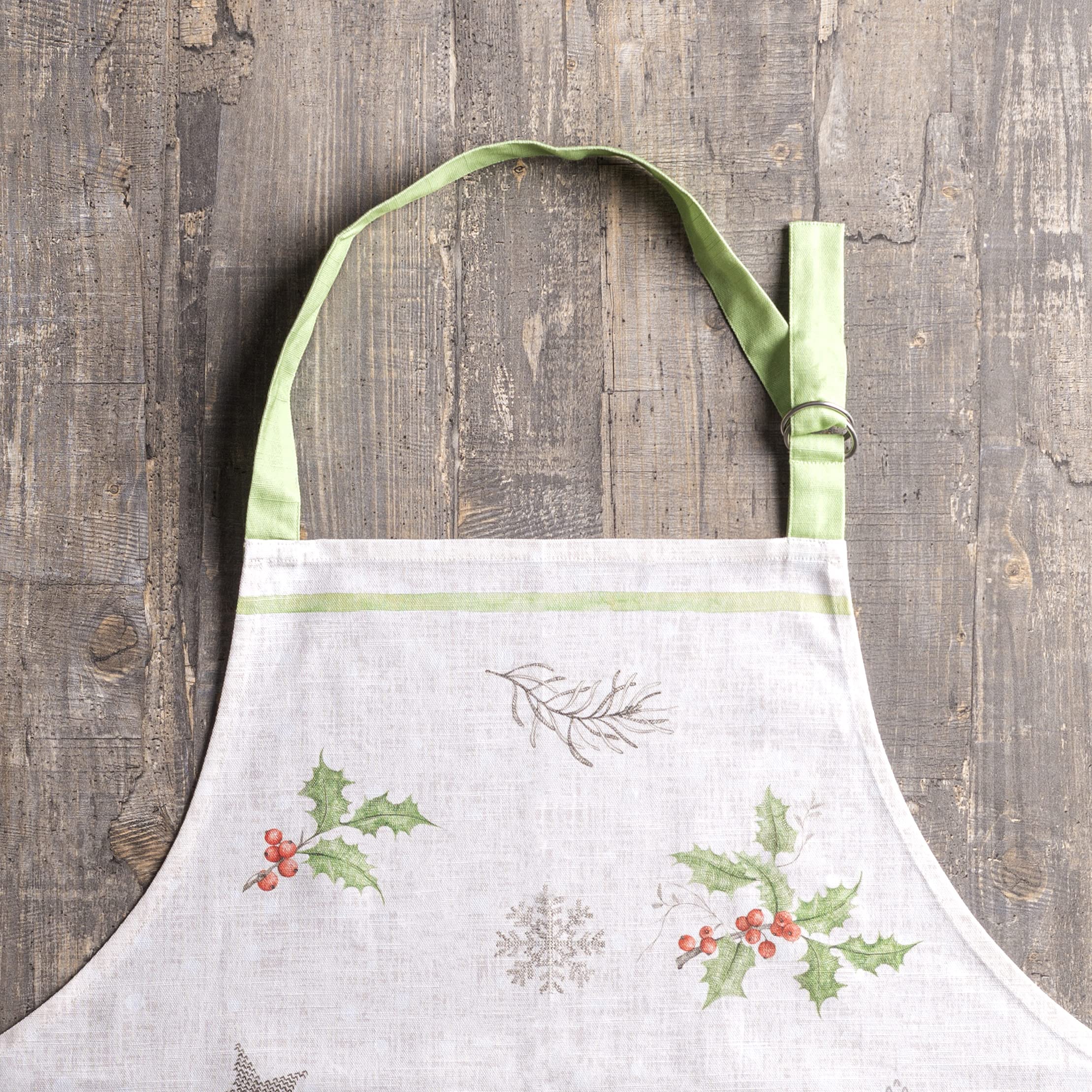 Maison D' Hermine Christmas Dew 100% Cotton 1 Piece Kitchen Apron With An Adjustable Neck & Visible Center Pocket With Long Ties