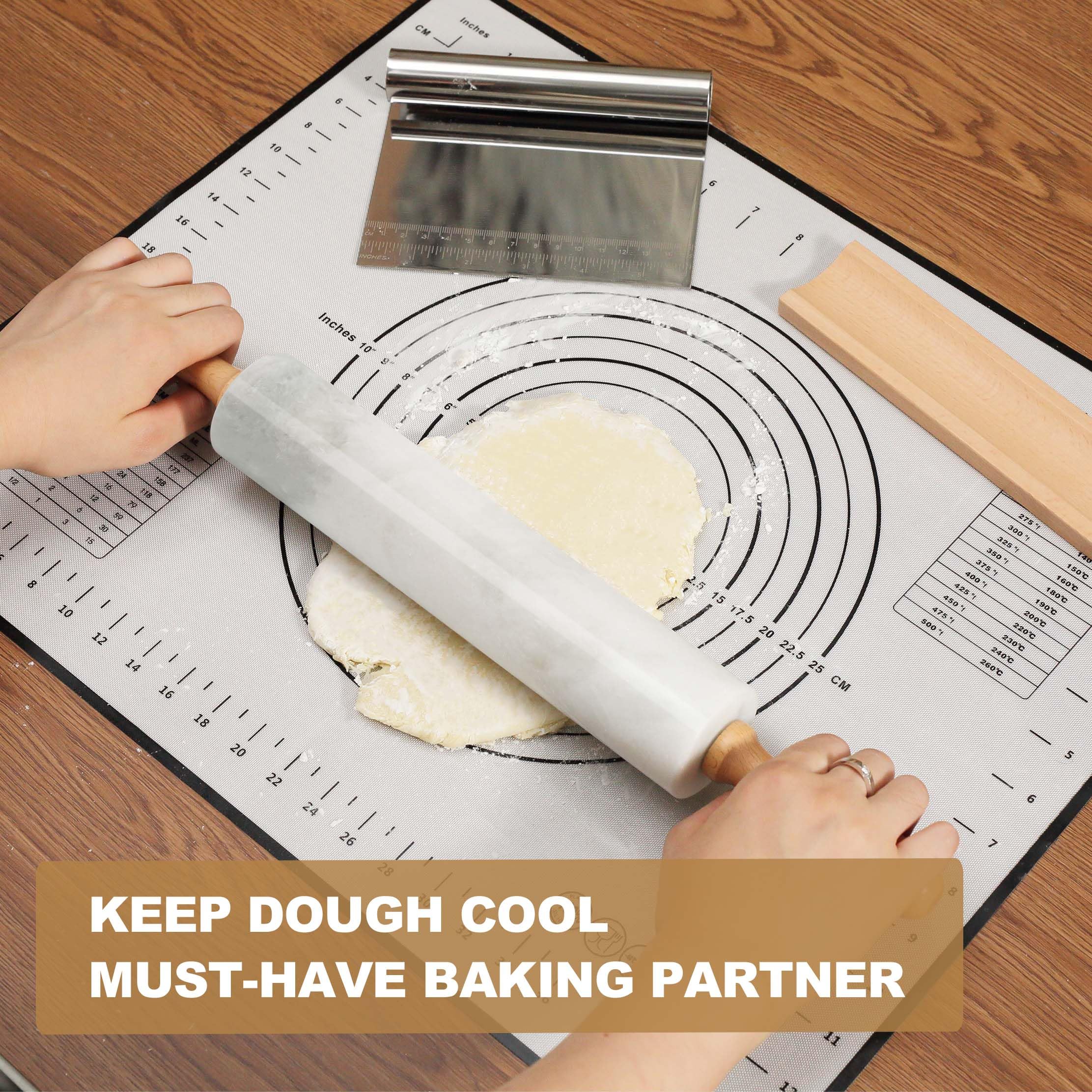 Koville African Natural Marble Rolling Pin, Non-Stick Polished Dough Roller, Pasta, Dumpling, Fondant, Pie Crust, Bread, Pizza D