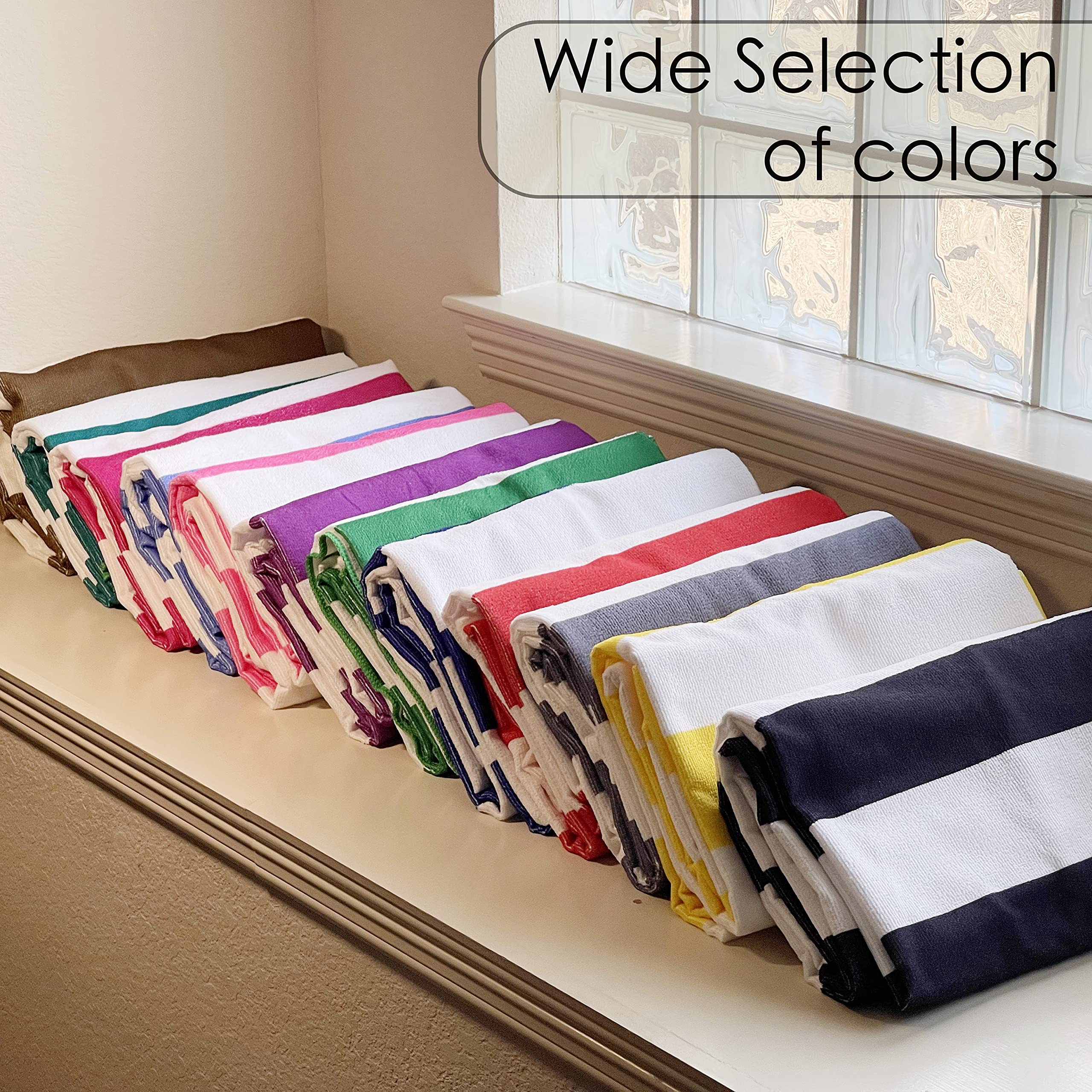 Allgala Oversize 40X70 Inch (1X1.8M) Cabana Stripe Design Microfiber Beach Towel-Green (Pack Of 1)-Bt81207