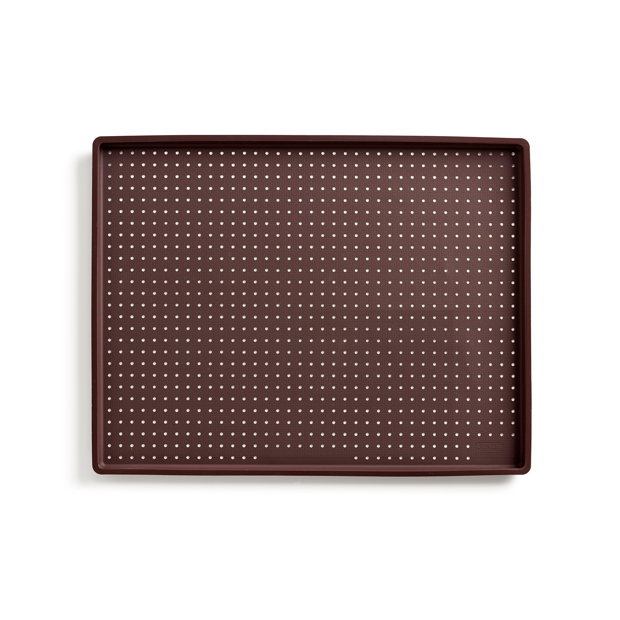 Lekue Micro Perforated Silicone Baking Pizza Mat, 15'' X 11.8'' Brown