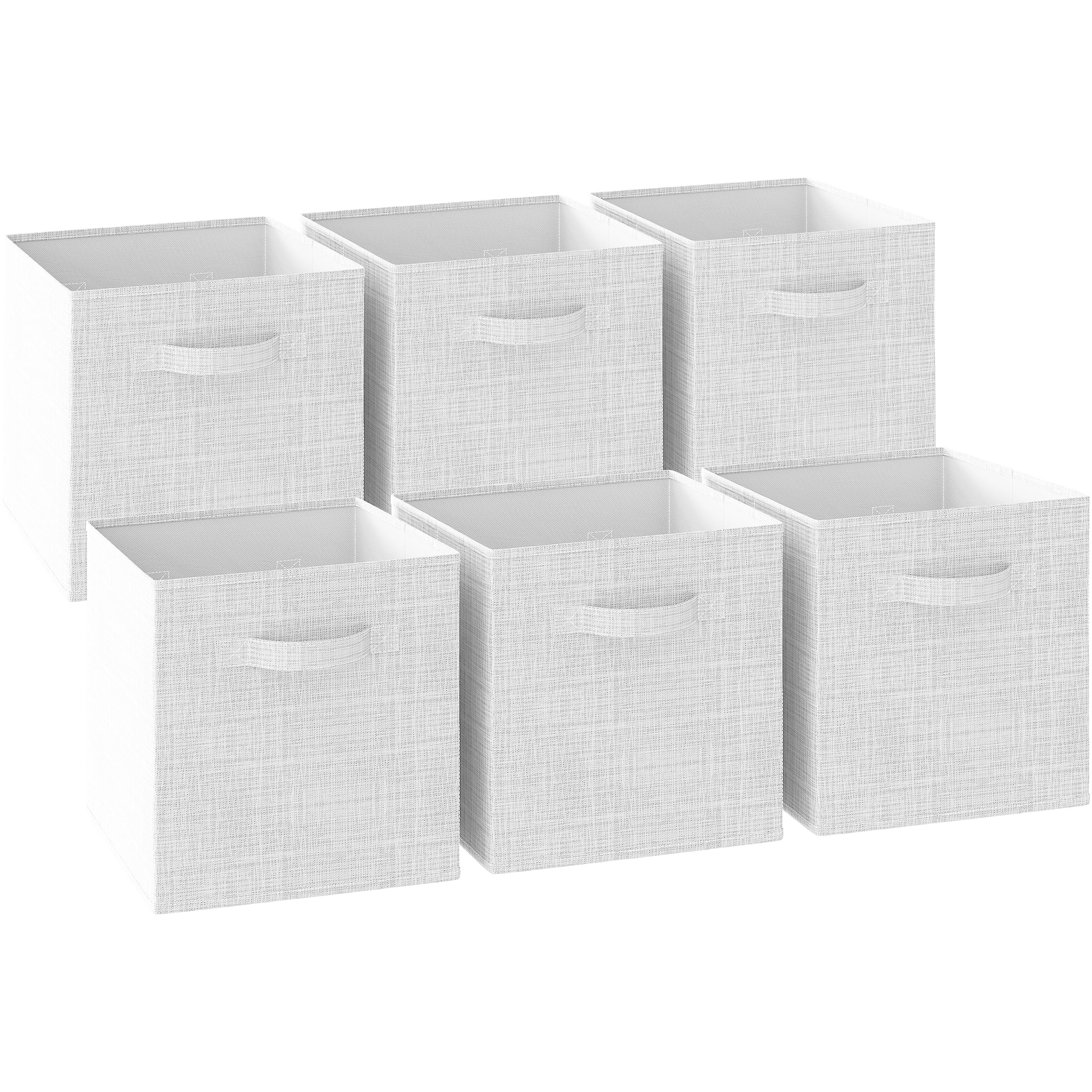 NEATERIZE Cube Storage Baskets for Organizing -13x13 Inch - Set of 6 Heavy-Duty Storage Cubes for Storage and Organization. Bins for Cubby Storage Boxes Or Cube Storage Organizer (Textured White-Grey)