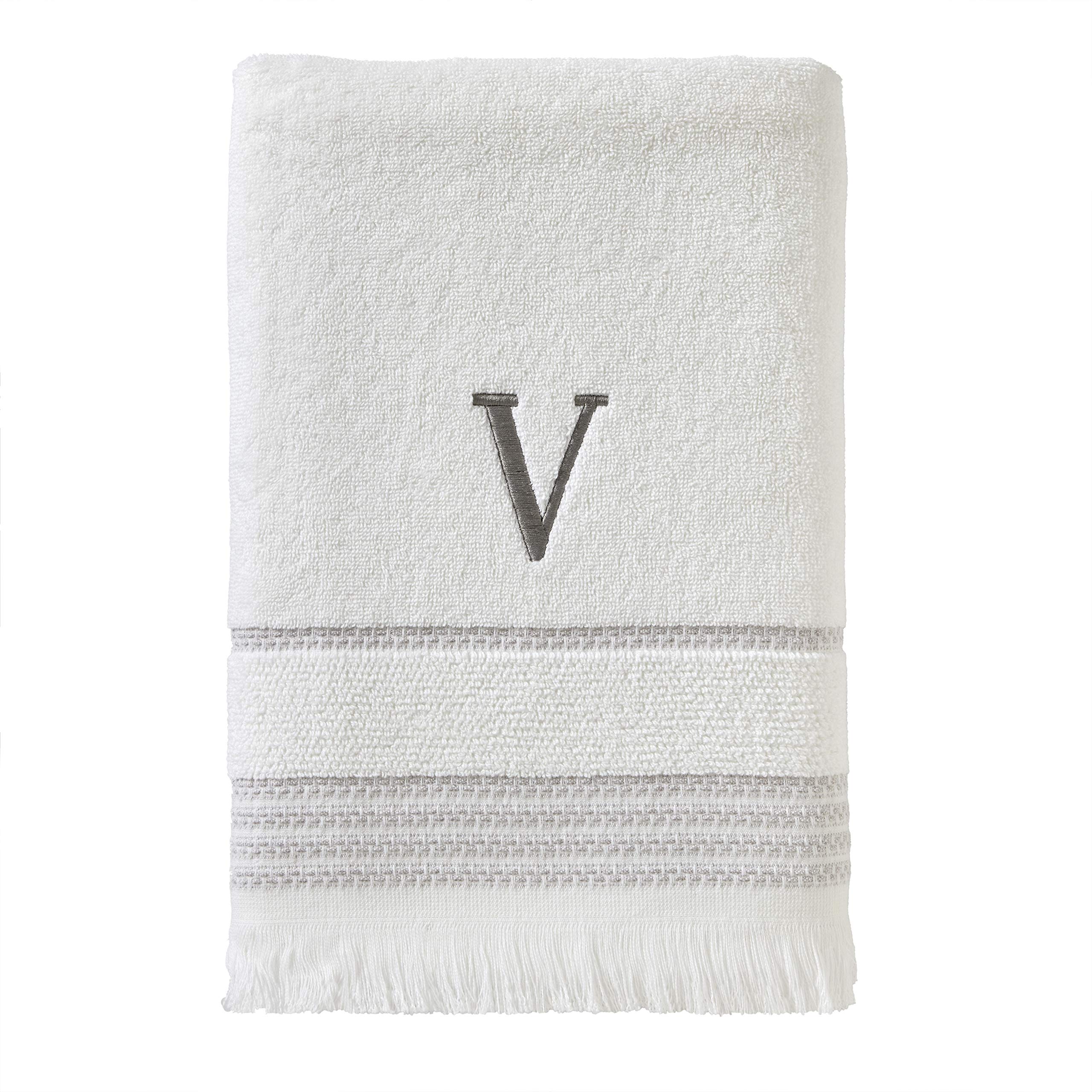 Skl Home Casual Monogram Bath Towel, V, 28X54, White