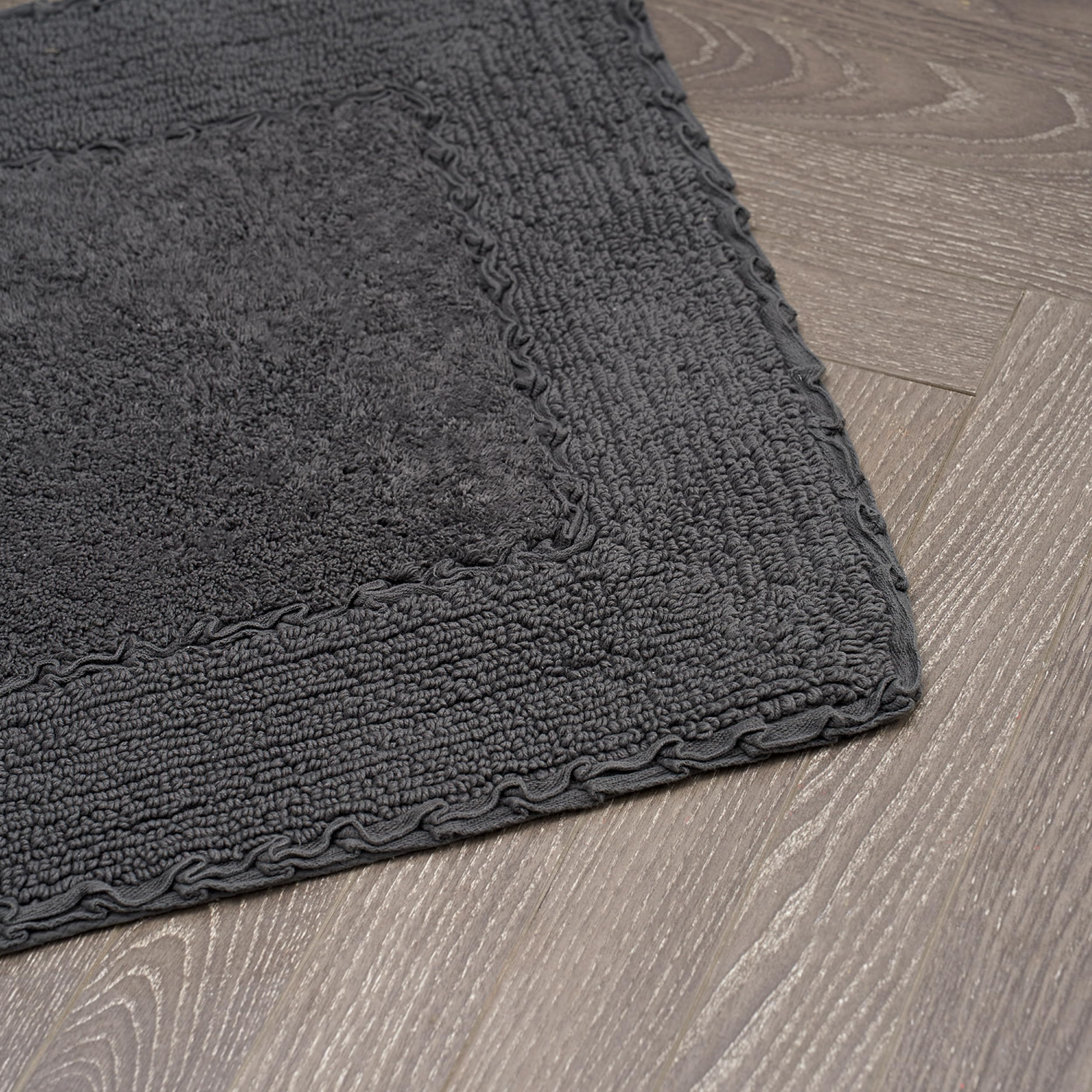 Laura Ashley Ruffle Cotton 20'' X 34'' Bath Rug, Dark Gray