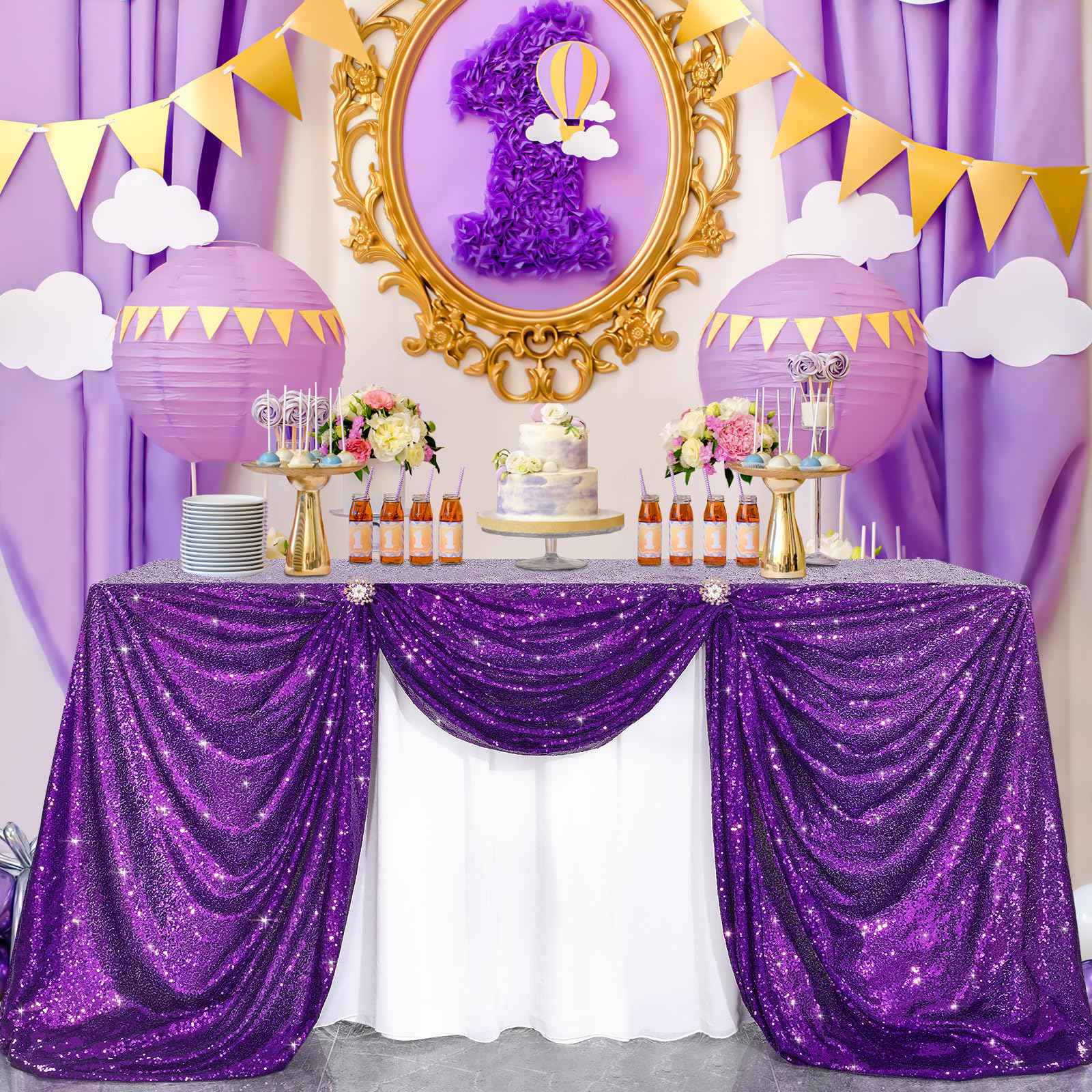 Glitter Table Cloths For Parties Sequin Tablecloths Sparkle Tablecloth For Rectangle Tables 90X132 Inch Bridal Shower Tablecloth
