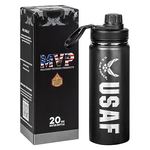 20oz US Air Force Water Bottle - USAF Double Wall Vacuum Insulated Stainless Steel Great for PT and Outdoor Sports Like Hiking Camping and Cycling-OFFICIALLY LICENSED