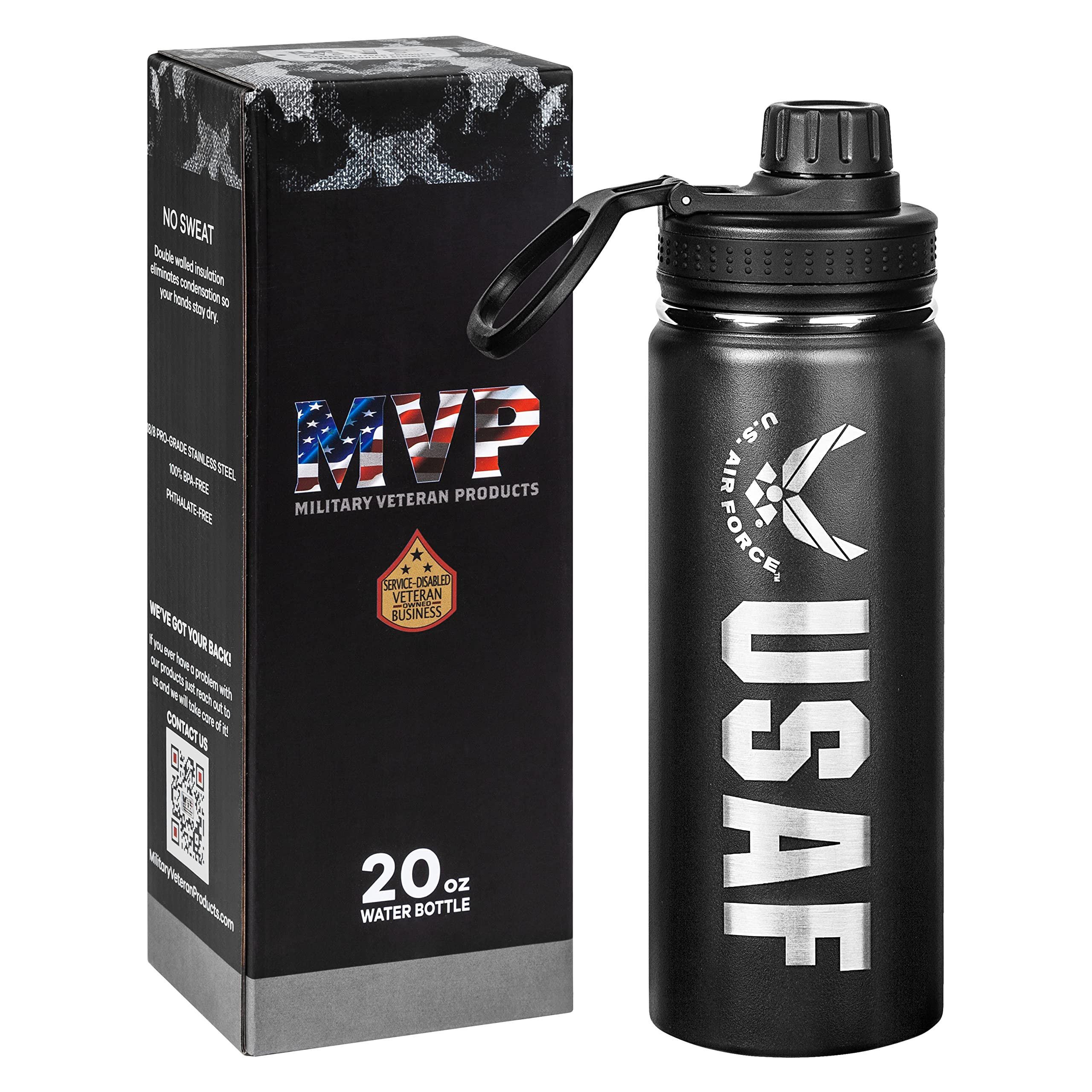 20Oz Us Air Force Water Bottle - Usaf Double Wall Vacuum Insulated Stainless Steel Great For Pt And Outdoor Sports Like Hiking C