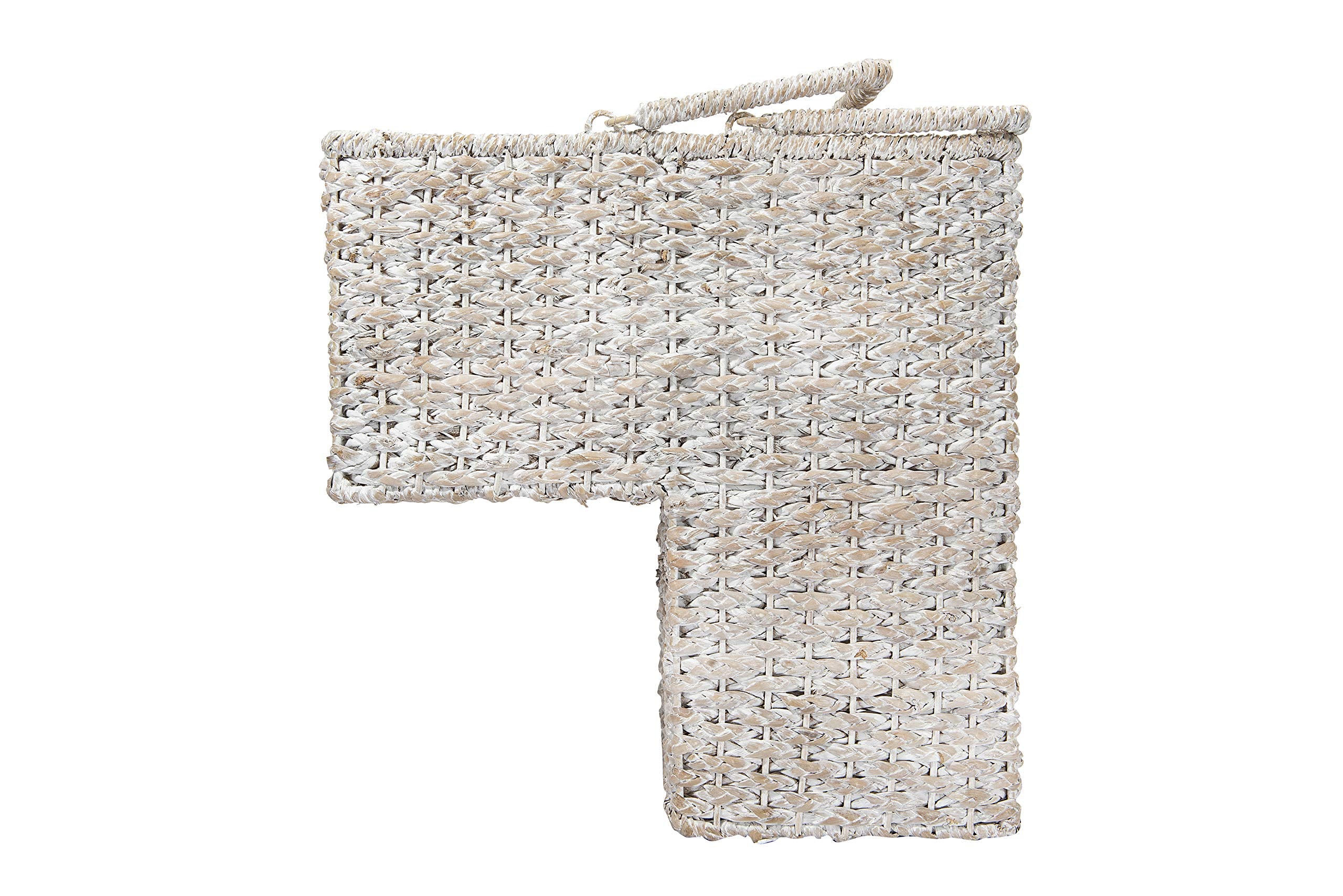Creative Co-Op Woven Bankuan Rope Stair Basket With Handles, Whitewash Finish