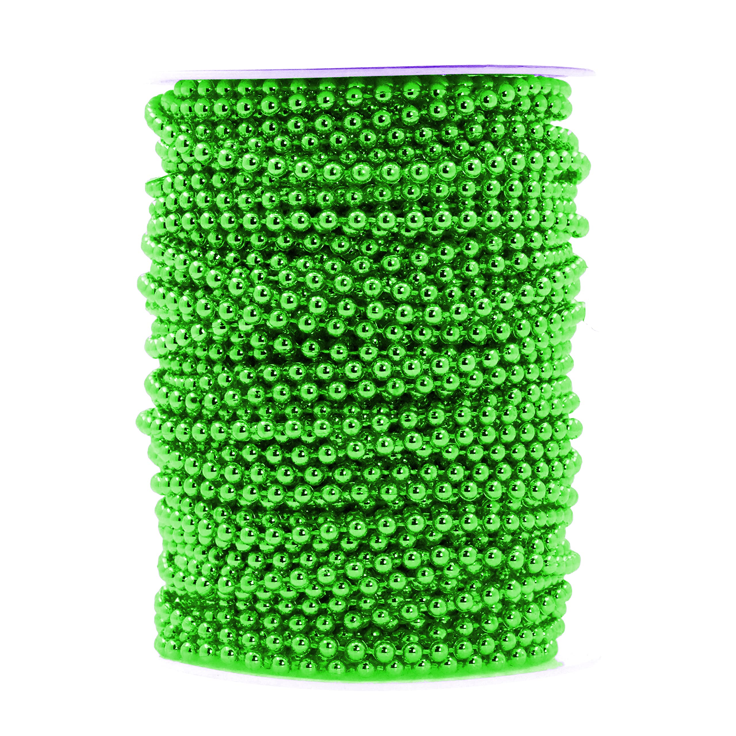Mandala Crafts Faux Green Pearl Beads Garland - 4Mm 44 Yds Green Pearl Strands Spool Pearl String Bead Roll Pearl Garland For We