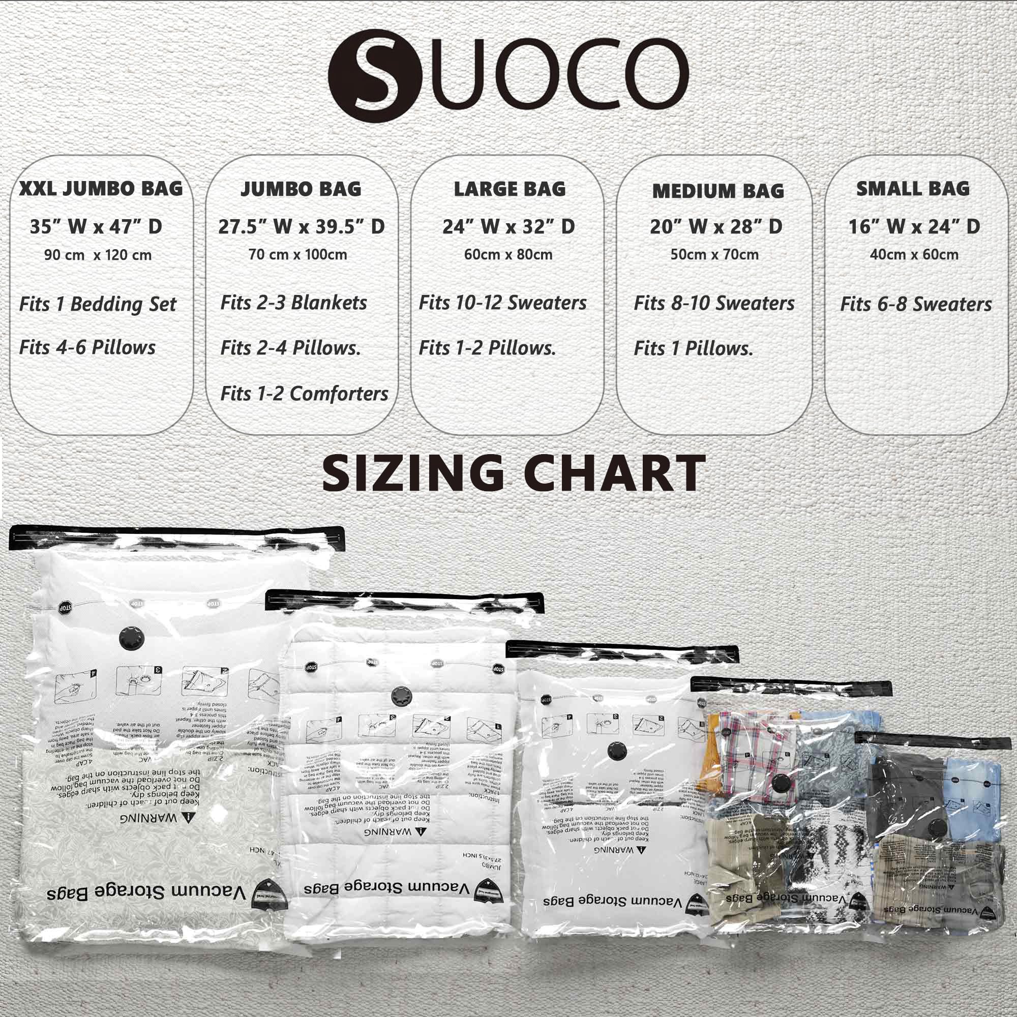 SUOCO Vacuum Storage Bags (8 Large)  Space Saver Bags for Clothes  Bedding Pillows  Comforters  Blankets Storage  Vacuum Sealer Compression Airtight Bags with Travel Hand Pump