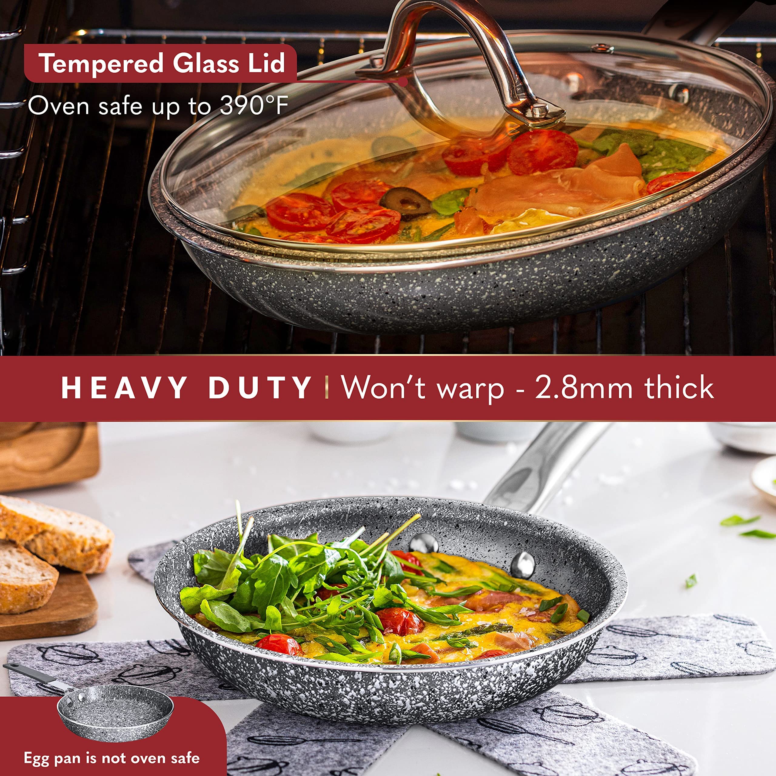 Home Hero Pots and Pans Set Non Stick - Induction Compatible Kitchen Cookware Sets + Bakeware Sets - Non Stick, PFOA Free, Oven