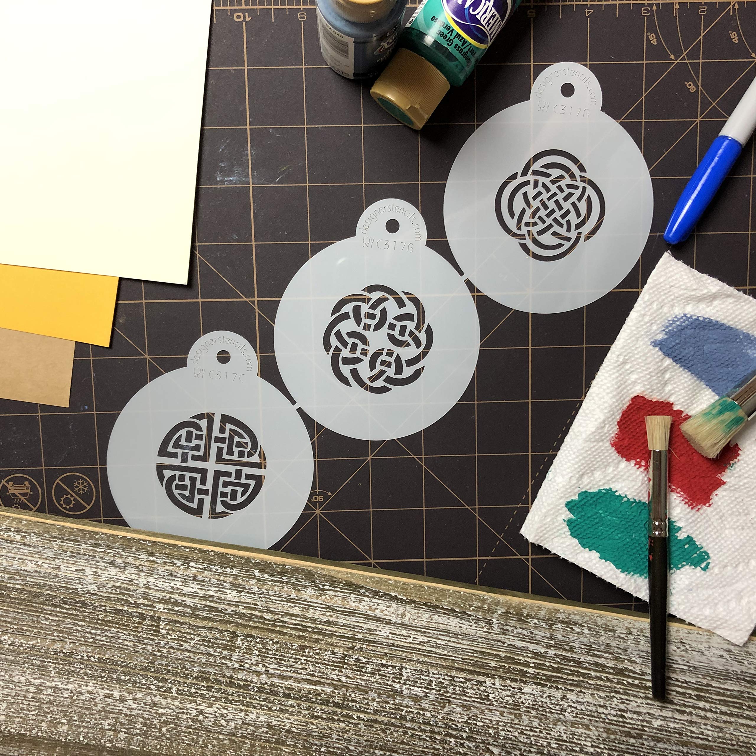 Designer Stencils C317 Celtic Knots Cookie Stencils, Beige/Semi-Transparent