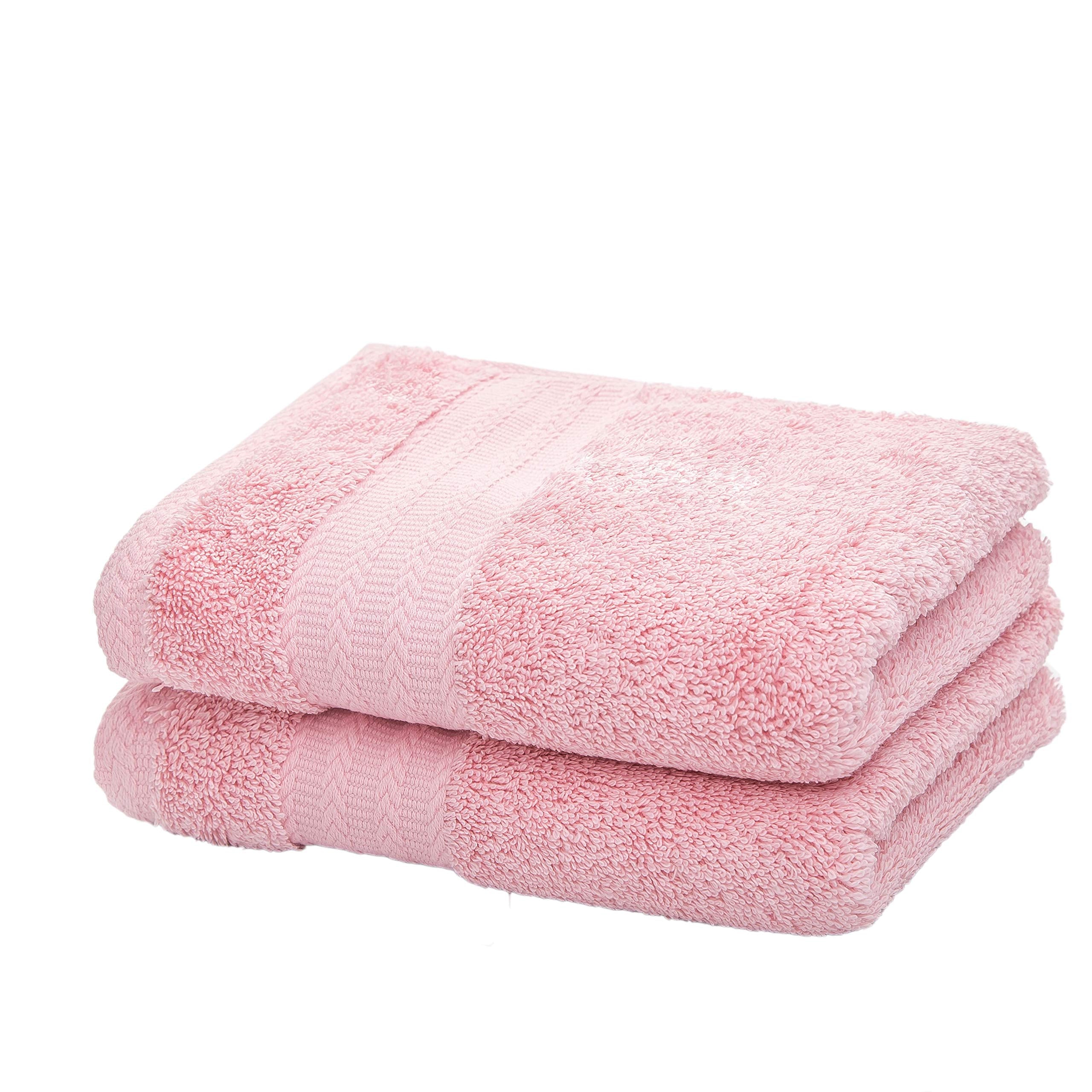 Leisofter Ultra Thick, Soft & Absorbent Cotton Hand Towels For Bathroom(Pink, 2-Pack, 14'' X 29'') - Multipurpose Towels For Bat