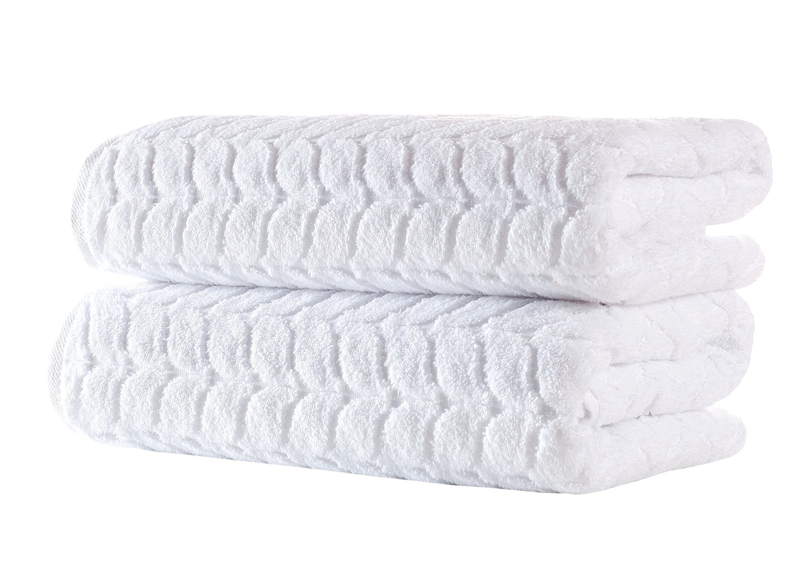 Bagno Milano Turkish Bath Towels, Soft Plush Jacquard Luxury Bath Towels, Quick Dry Towel Set (White, 2 Pcs Bath Towel Set)