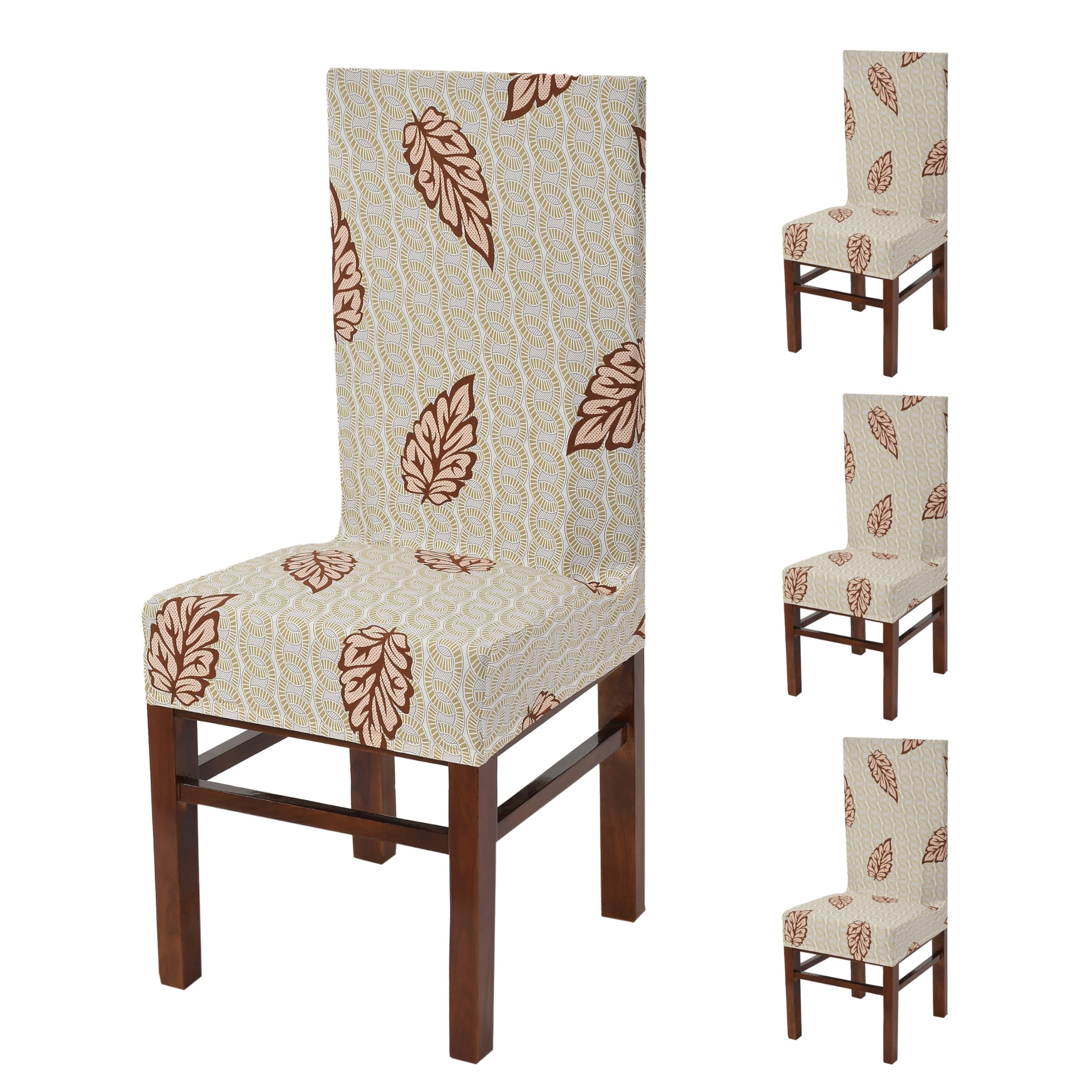 Yellow Weaves Elastic Stretchable Dining Chair Cover, Removable Washable Elastic Floral Printed Dining Chair Covers (Set Of 4, S
