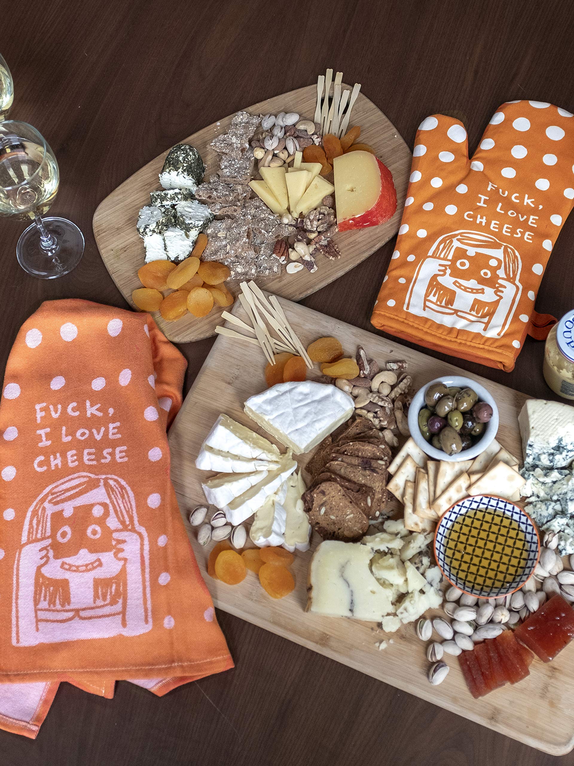 Blue Q Woven Novelty Dish Towel, 100% Cotton, Soft, Super-Absorbent (Fuck, I Love Cheese)