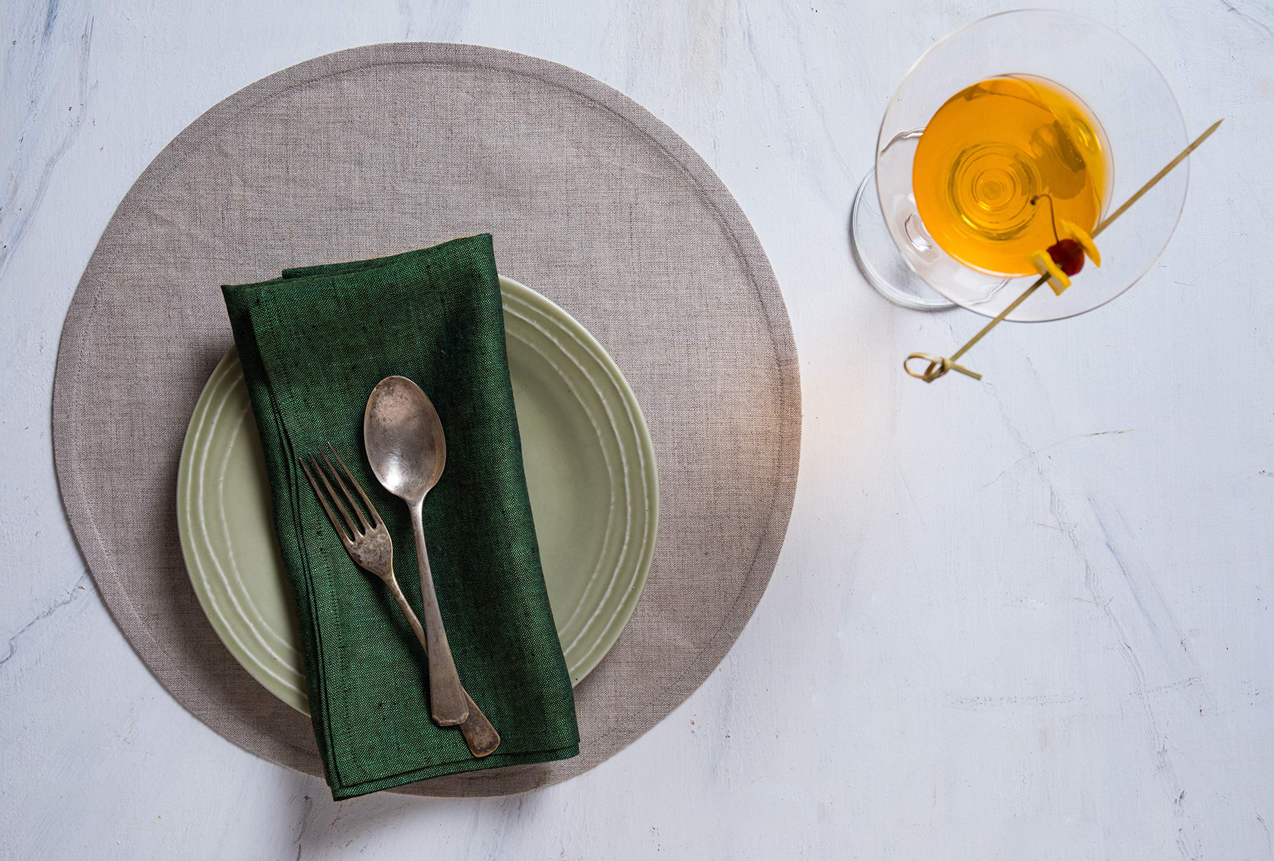 Solino Home Linen Dinner Napkins 20 X 20 Inch - 100% Pure Linen Forest Green Cloth Napkins Set Of 4 For St Patrick'S Day - Athen