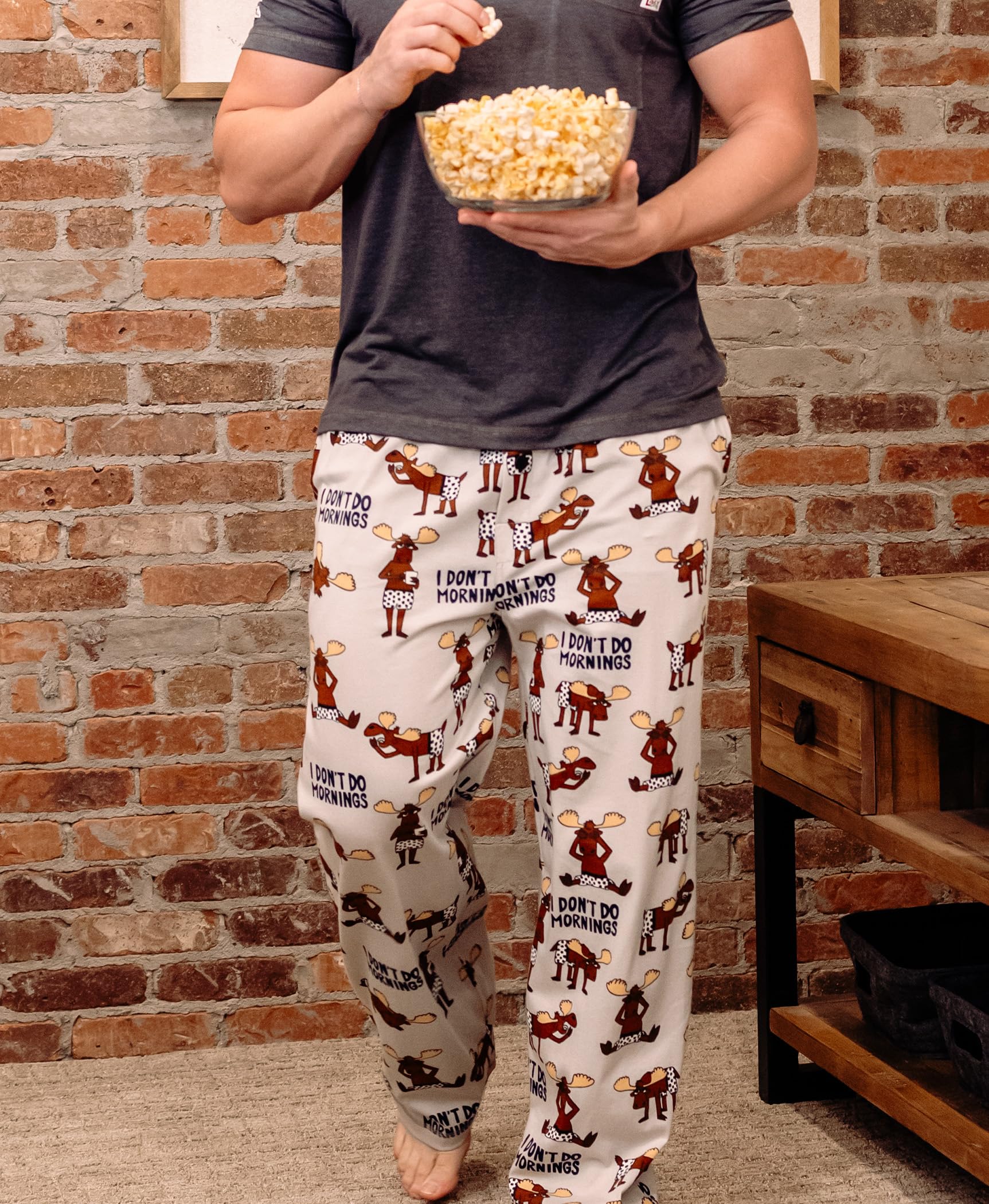 Lazy One Animal Pajama Pants For Men, Mens Separate Bottoms, Lounge Pants, Moose (Dont Do Mornings, Small)