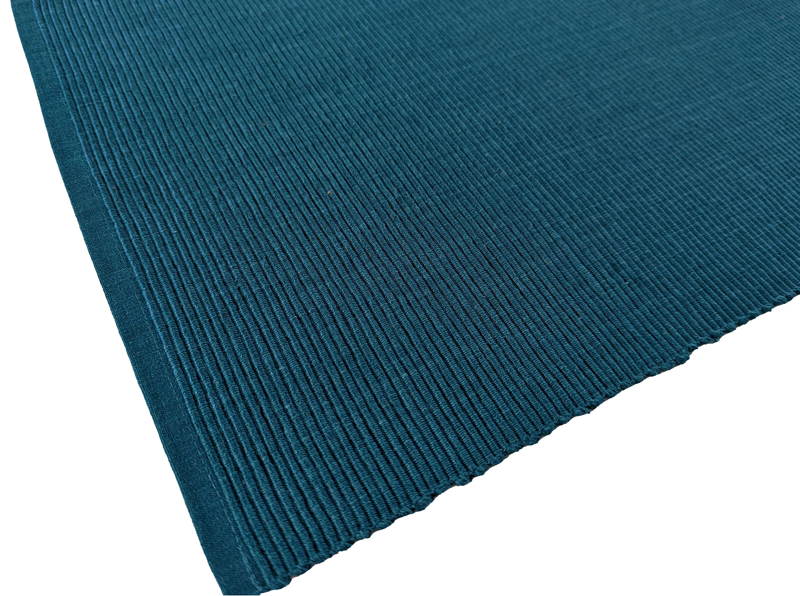 Avka Studio 100% Cotton Ribbed Placemats - Set Of 4-13 X 19 Inches - Dark Teal - Everyday Cloth Table Mats - Thick Construction,