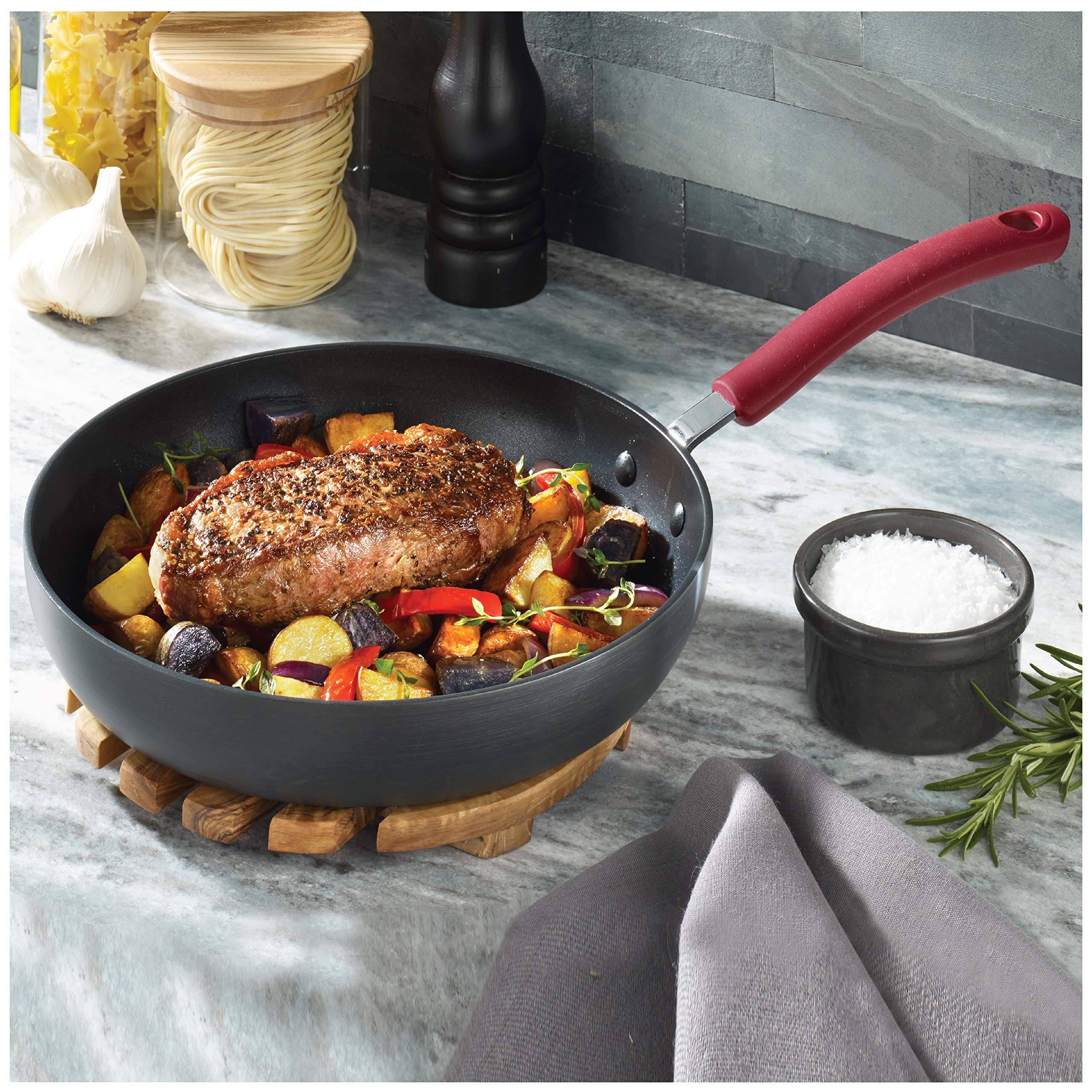 T-fal Ultimate Hard Anodized Nonstick Cookware Set 12 Piece, Oven Broiler Safe 600F, Kitchen Cooking Set w/ Fry Pans, Saucepans,