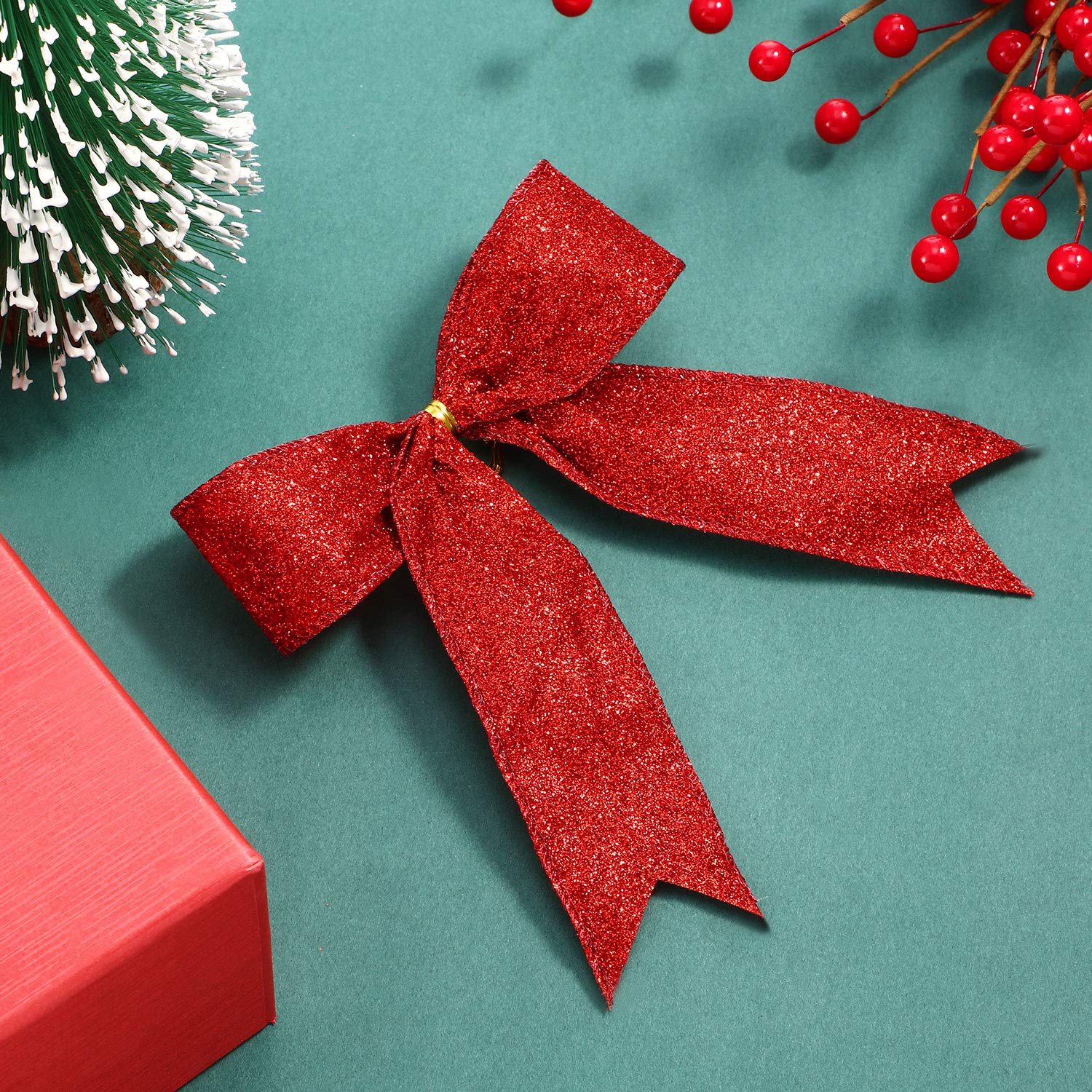 Sumind 36 Pieces Glitter Bow Tie Ribbon Twist Tie Bows for Treat Bags Gift Wrapping Basket Wedding Shower Birthday Valentines D