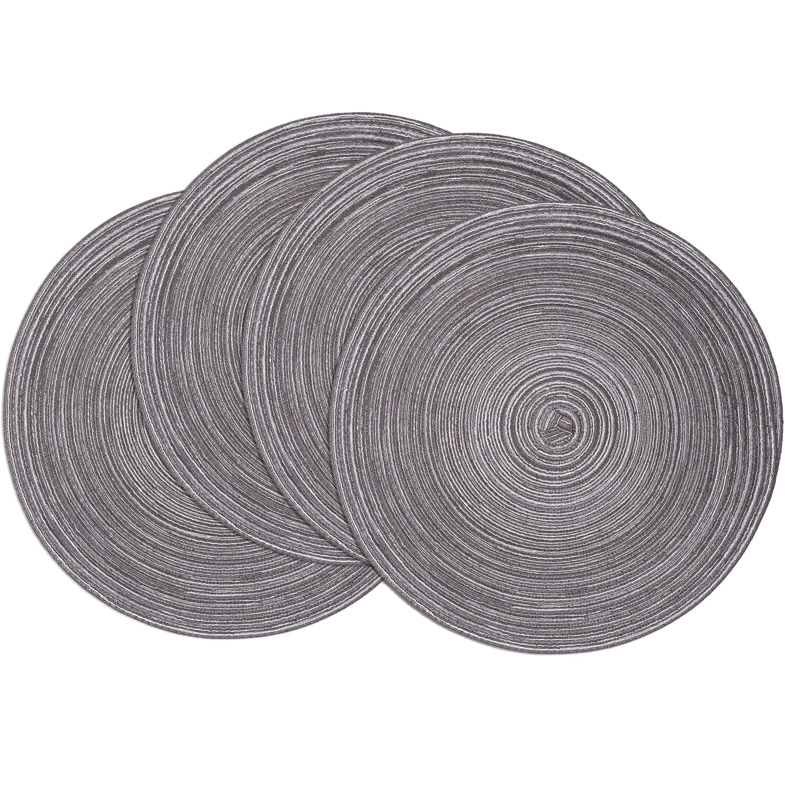 SHACOS Round Placemats Set of 4 Round Braided Placemats 15 inch Cotton Polyester Woven Table Placemats for Dining Table Holiday 