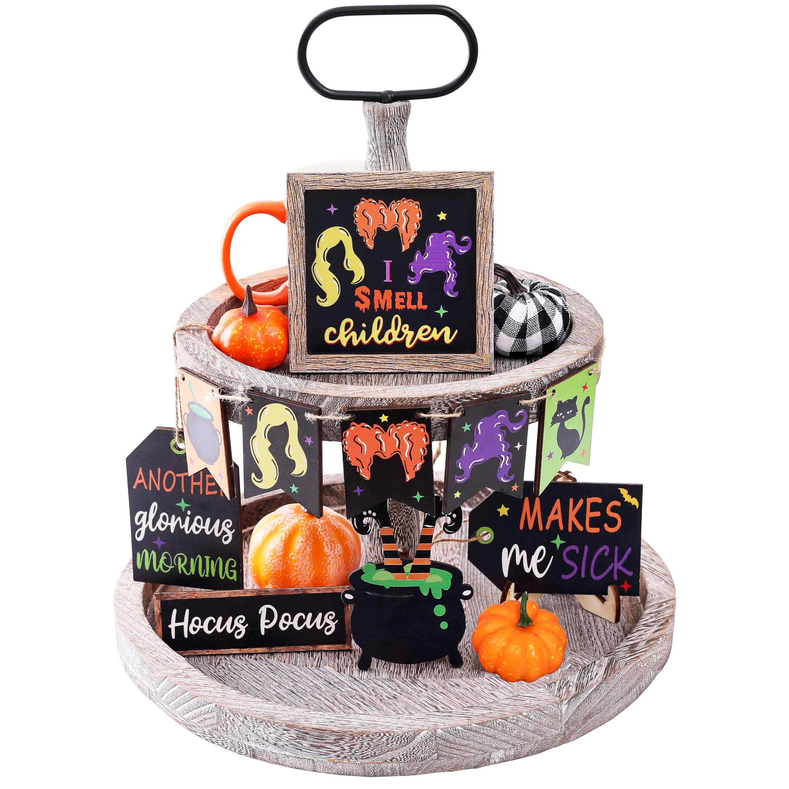 Halloween Hocus Pocus Tray Decor Halloween Decorations I Smell Children Hocus Pocus Wooden Signs Farmhouse Rustic Tiered Tray De