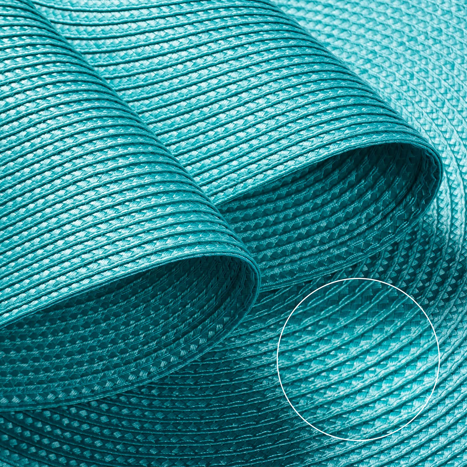 Funwheat Round Braided Placemats Set Of 6 Table Mats For Dining Tables Woven Washable Non-Slip Place Mats 15 Inch(Turquoise, 6Pc
